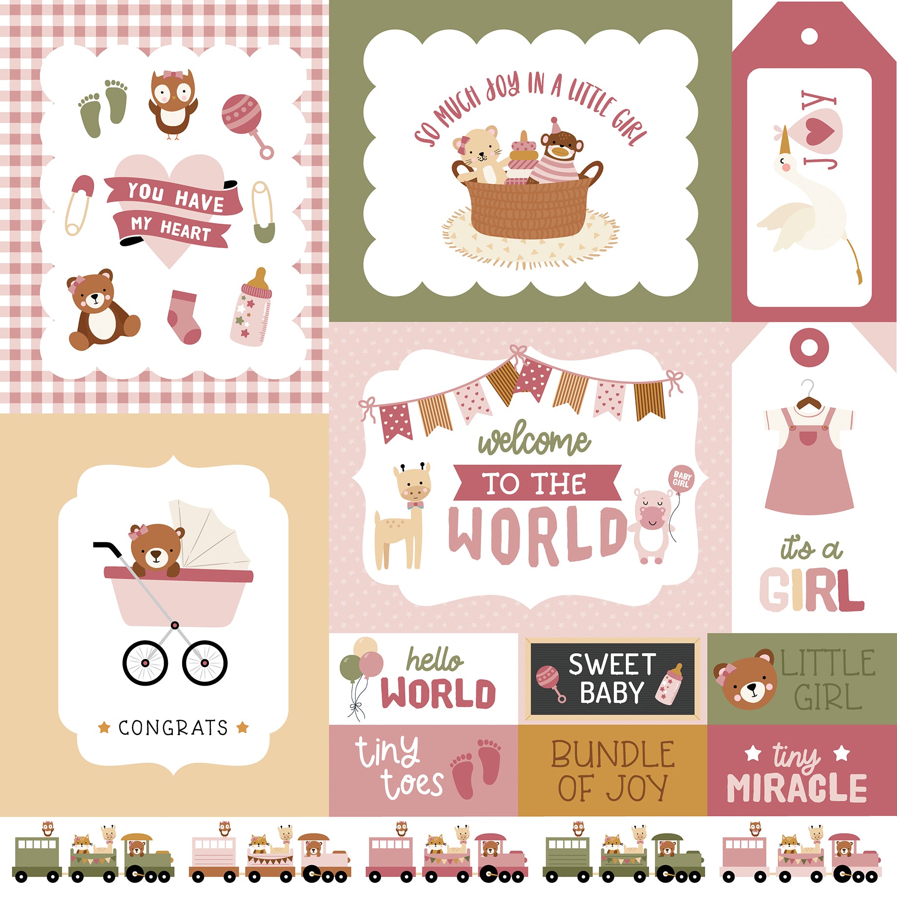 Special Delivery Baby Girl Collection Multi Journaling Cards 12 x 12 Double-Sided Scrapbook Paper by Echo Park Paper
