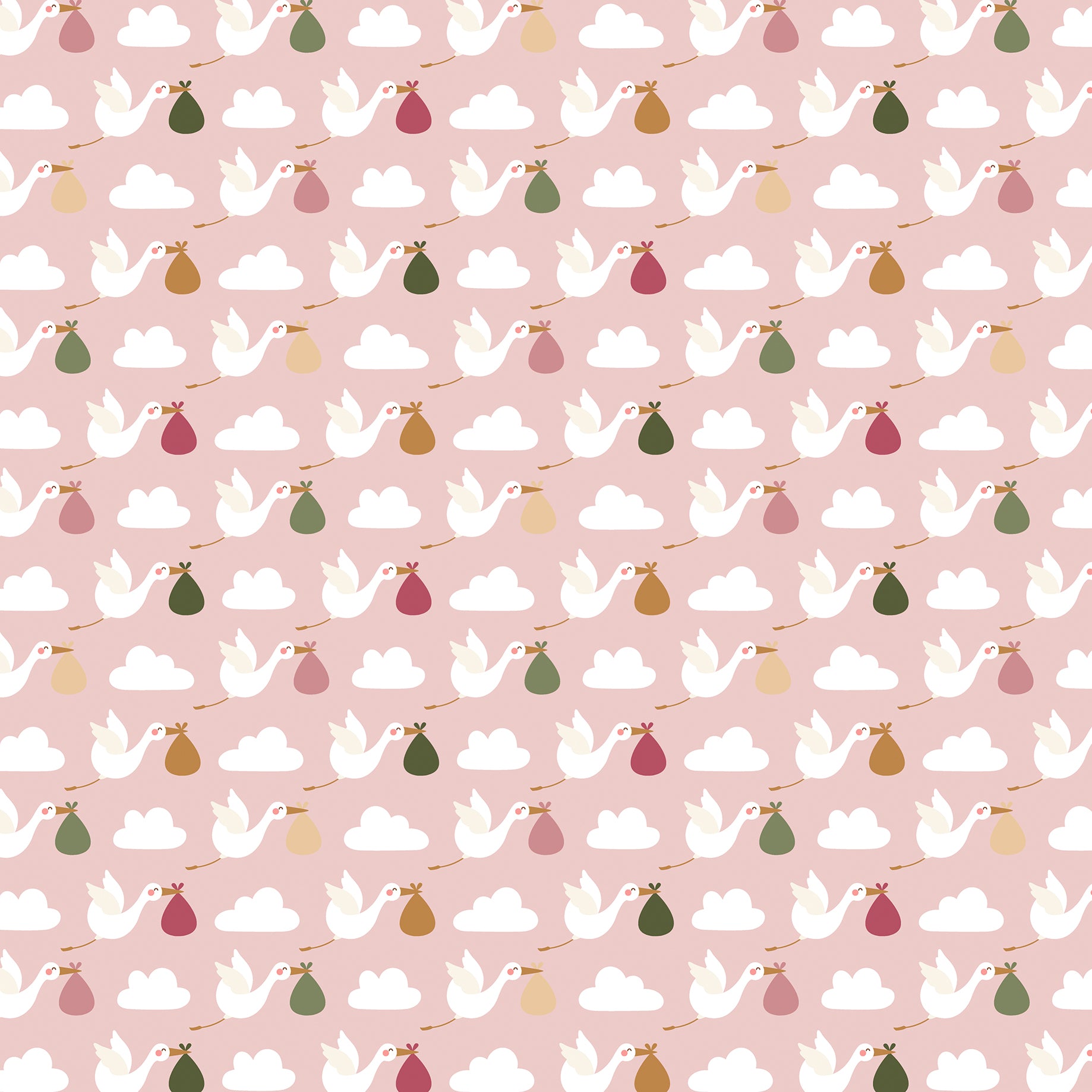 Special Delivery Baby Girl Collection Stork Delivery Day 12 x 12 Double-Sided Scrapbook Paper by Echo Park Paper