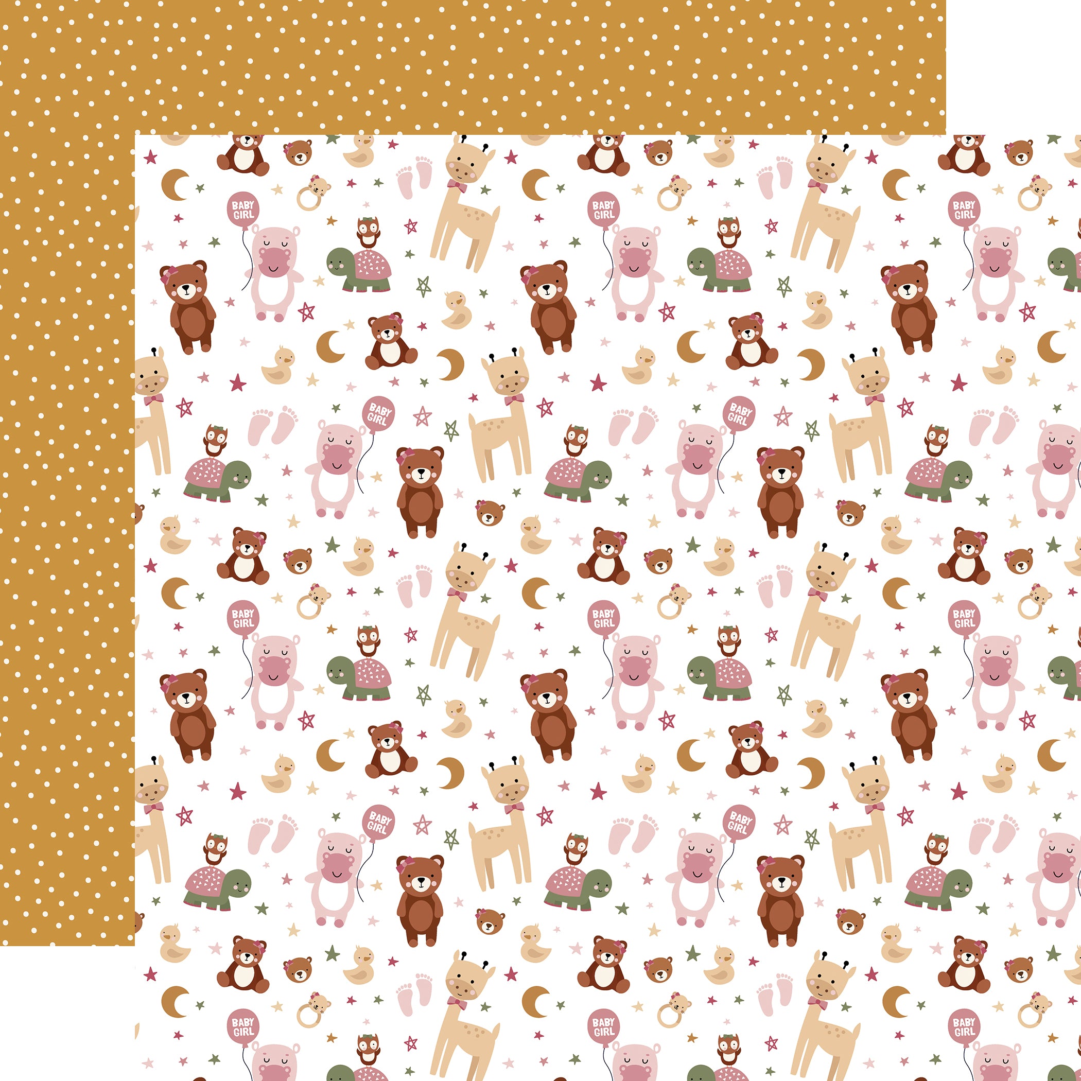 Special Delivery Baby Girl Collection Baby Girl's Animals 12 x 12 Double-Sided Scrapbook Paper by Echo Park Paper