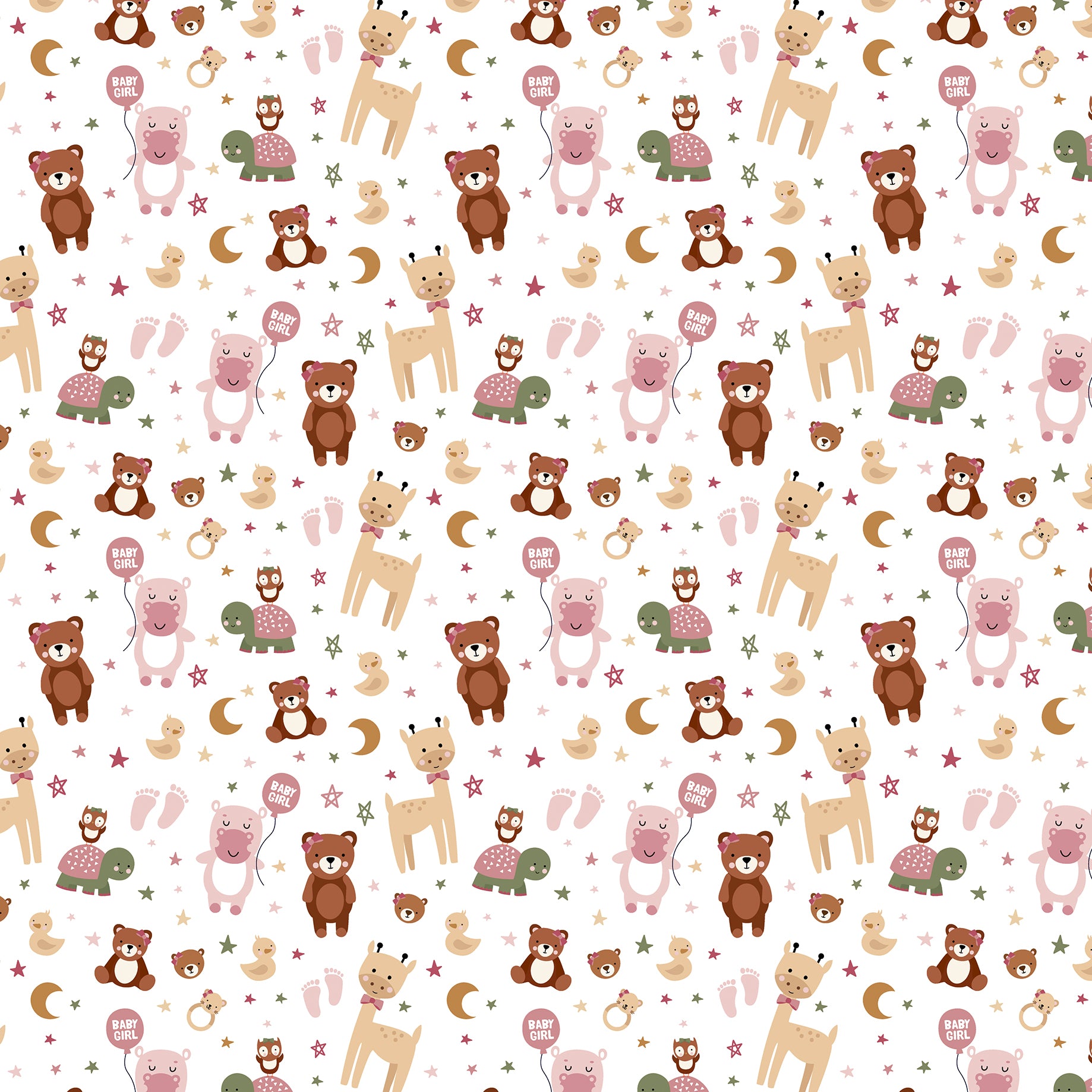 Special Delivery Baby Girl Collection Baby Girl's Animals 12 x 12 Double-Sided Scrapbook Paper by Echo Park Paper