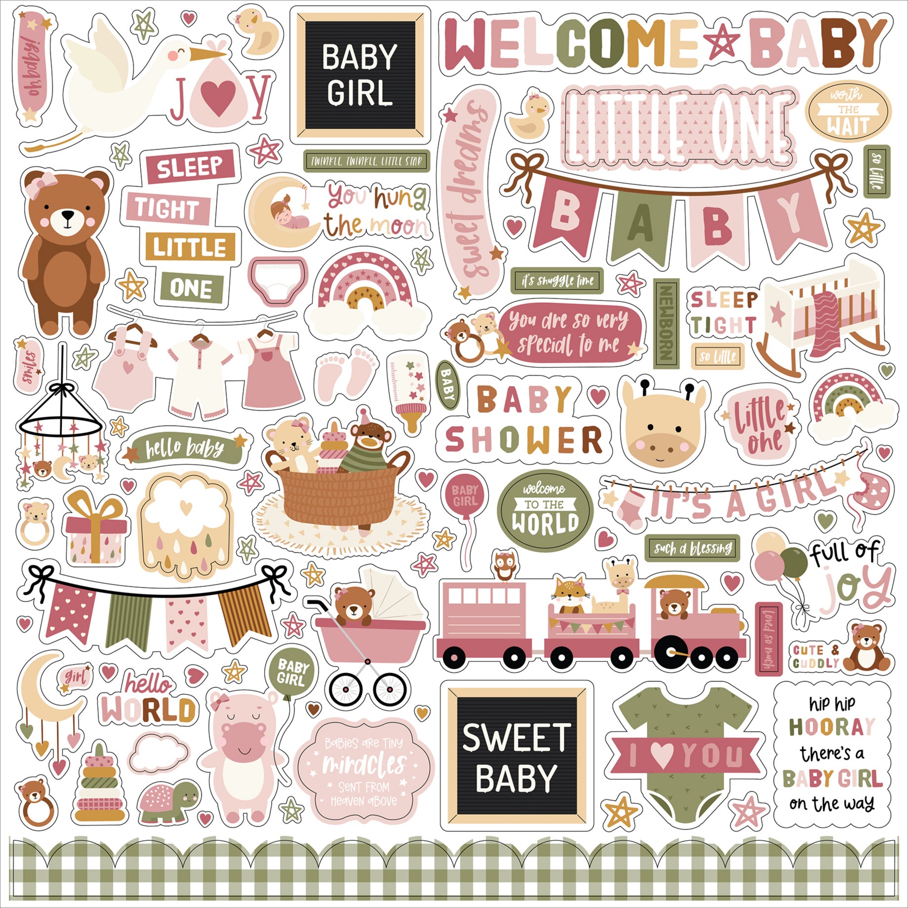 Special Delivery Baby Girl Collection 12 x 12 Scrapbook Sticker Sheet by Echo Park Paper