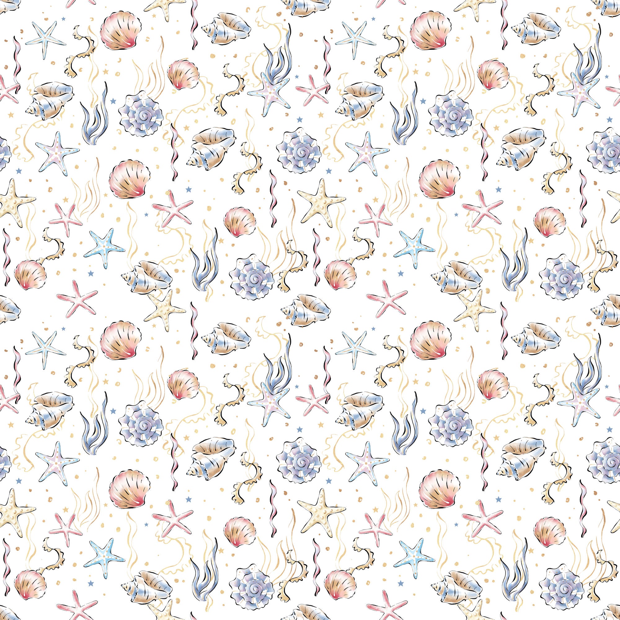 Nautical Summer Collection Seashells By The Seashore 12 x 12 Double-Sided Scrapbook Paper by SSC Designs