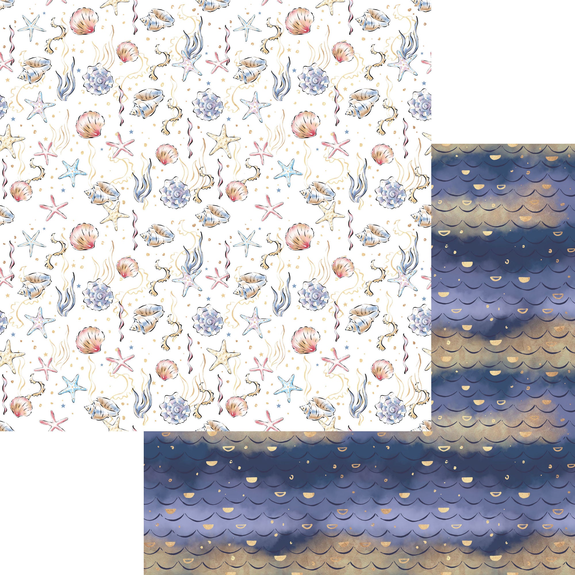 Nautical Summer Collection Seashells By The Seashore 12 x 12 Double-Sided Scrapbook Paper by SSC Designs