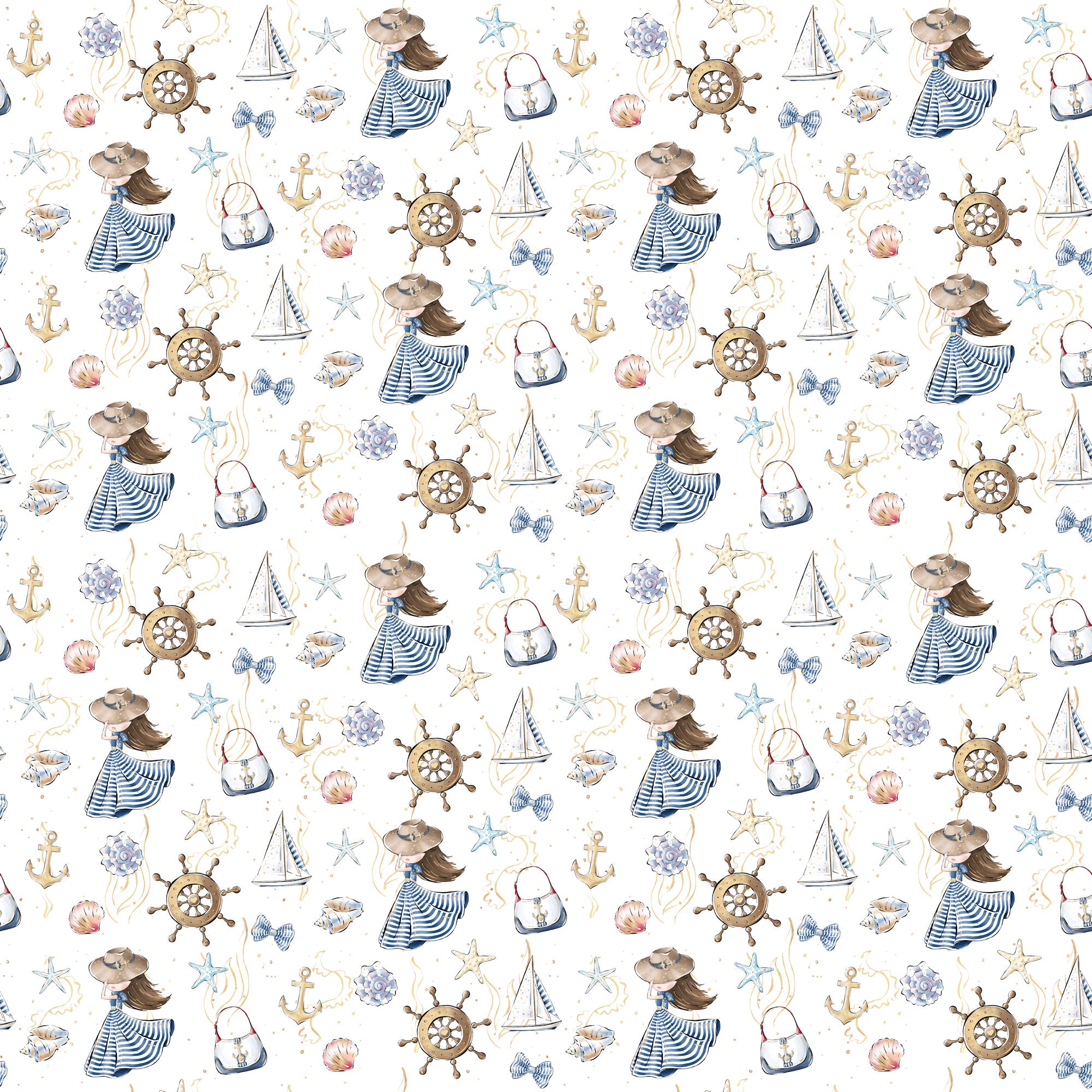 Nautical Summer Collection Take Me Sailing 12 x 12 Double-Sided Scrapbook Paper by SSC Designs