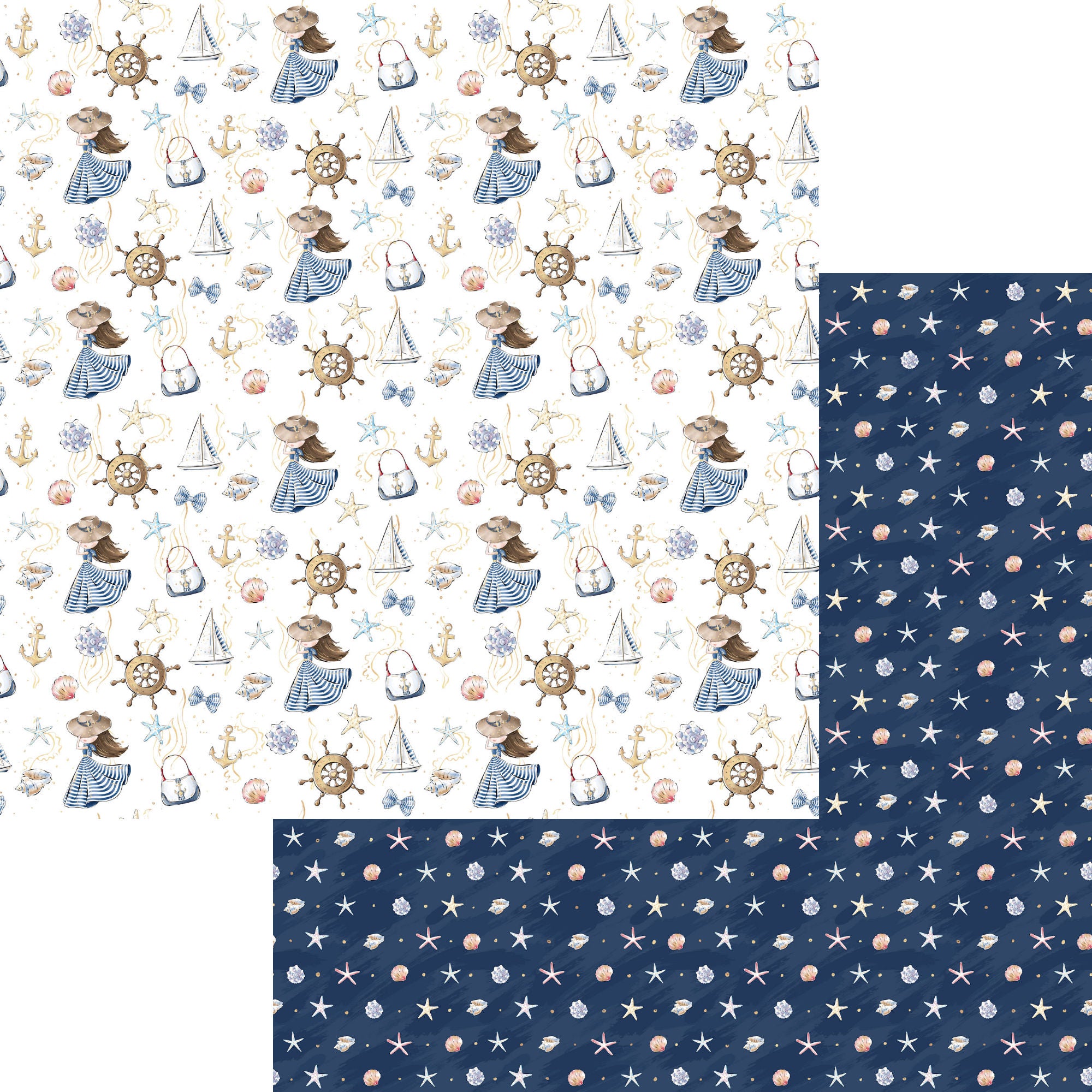 Nautical Summer Collection Take Me Sailing 12 x 12 Double-Sided Scrapbook Paper by SSC Designs