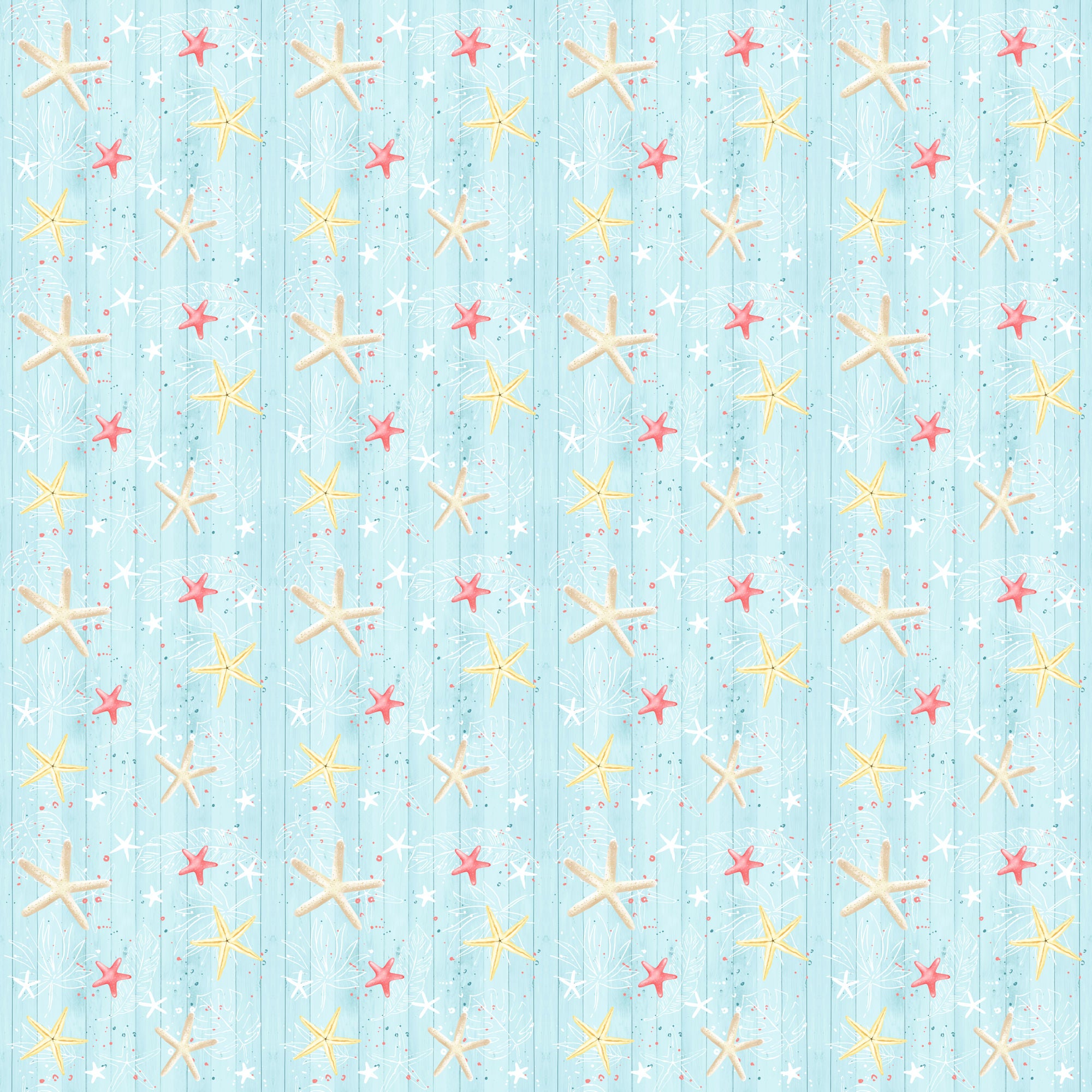 Nautical Summer Collection Seashell Stripes 12 x 12 Double-Sided Scrapbook Paper by SSC Designs
