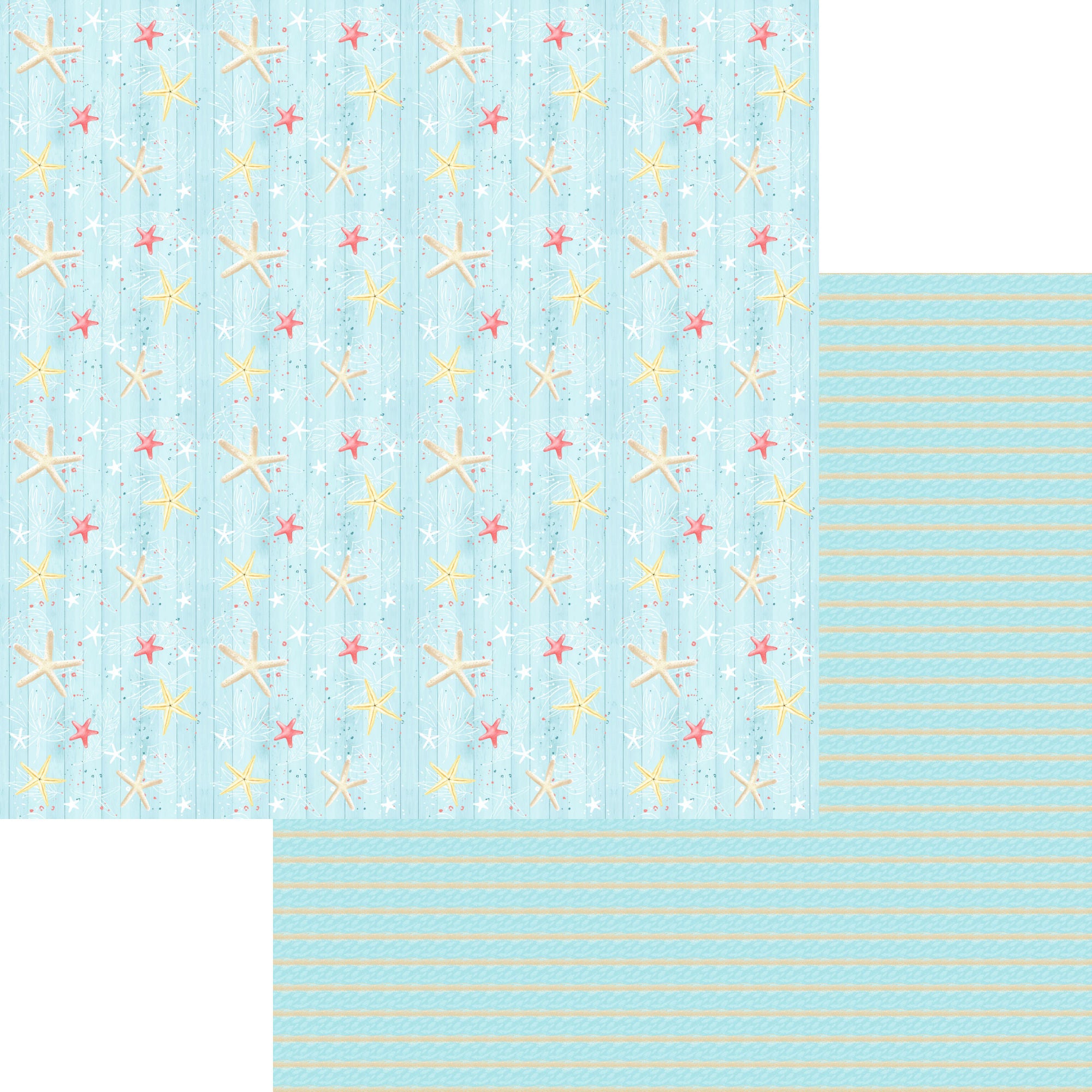 Nautical Summer Collection Seashell Stripes 12 x 12 Double-Sided Scrapbook Paper by SSC Designs