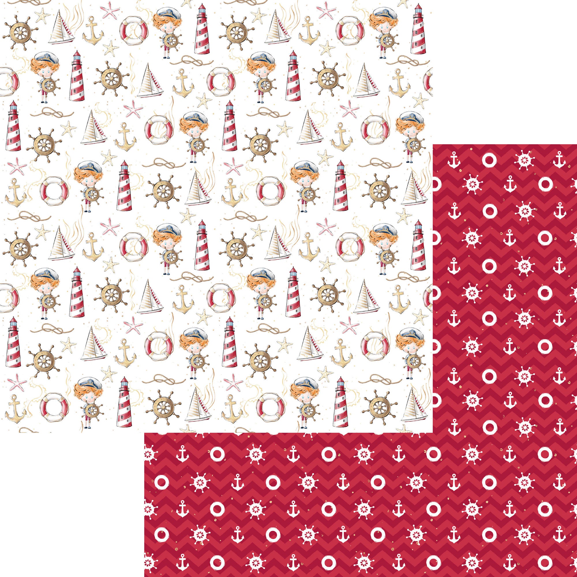 Nautical Summer Collection Sail Away 12 x 12 Double-Sided Scrapbook Paper by SSC Designs