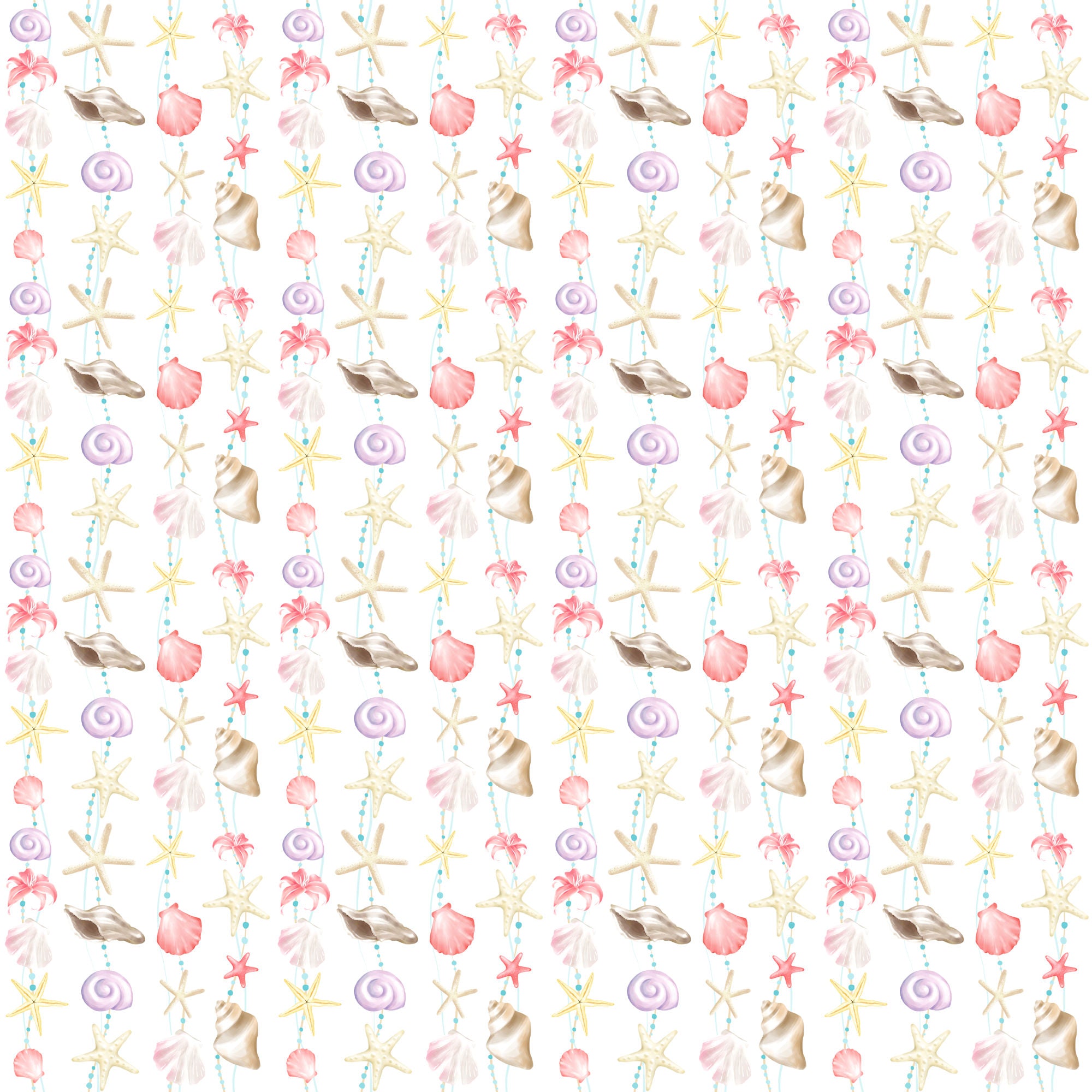 Nautical Summer Collection Floral Shells 12 x 12 Double-Sided Scrapbook Paper by SSC Designs