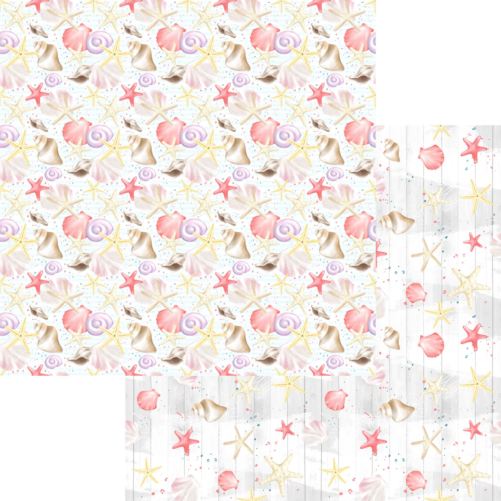 Nautical Summer Collection Seashell Pier 12 x 12 Double-Sided Scrapbook Paper by SSC Designs