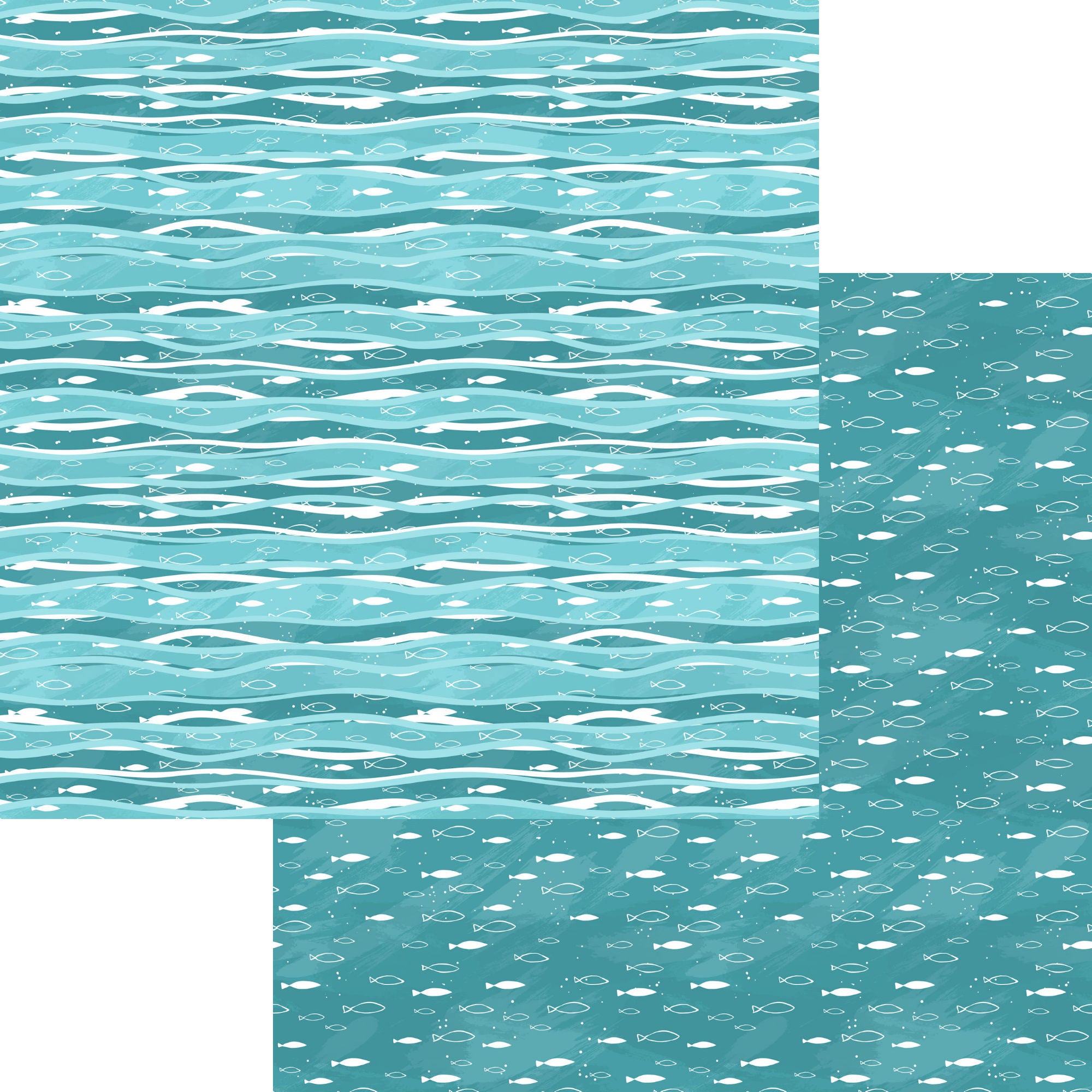 Nautical Summer Collection Wavy Water 12 x 12 Double-Sided Scrapbook Paper by SSC Designs