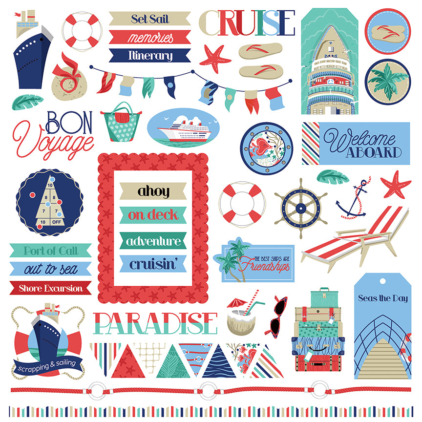 Set Sail Collection 13-Piece Collection Pack by Photo Play Paper-12 Papers, 1 Sticker
