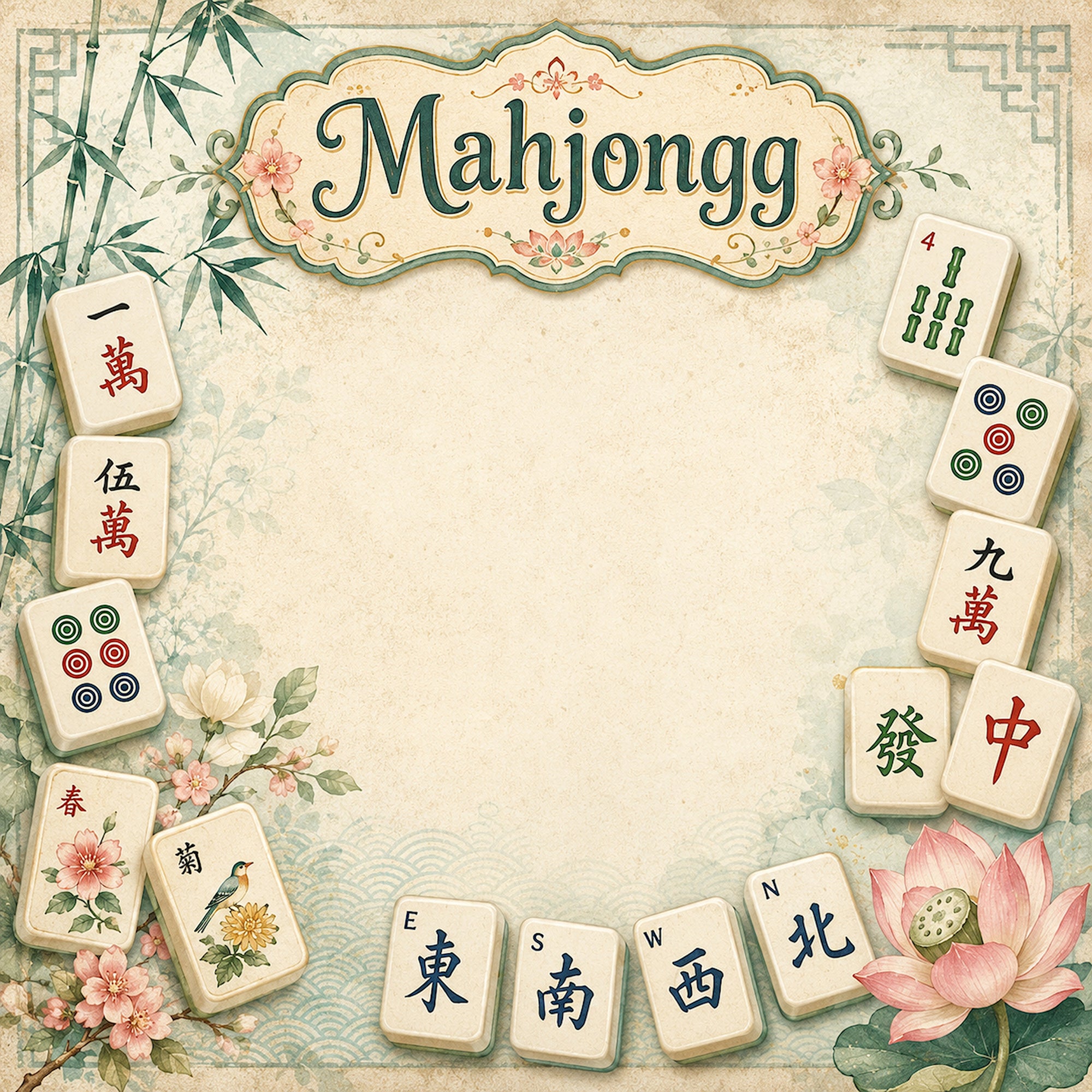 Mahjongg 12 x 12 Double-Sided Scrapbook Paper by SSC Designs