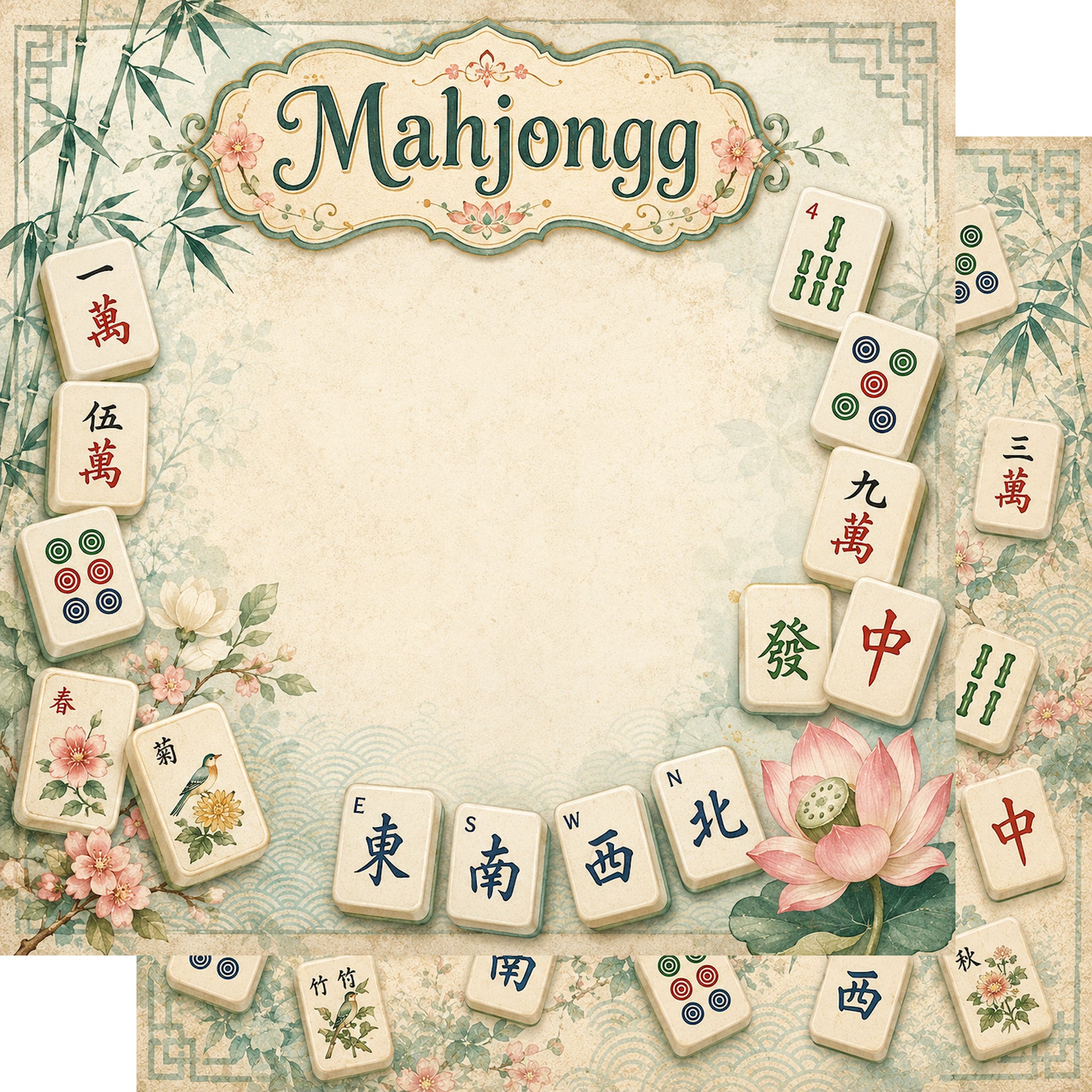 Mahjongg 12 x 12 Double-Sided Scrapbook Paper by SSC Designs