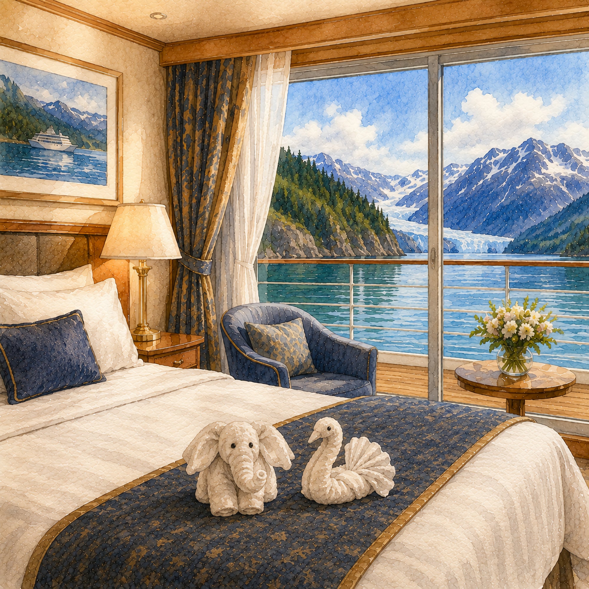 Cruise Ship Towel Animals 12 x 12 Double-Sided Scrapbook Paper by SSC Designs