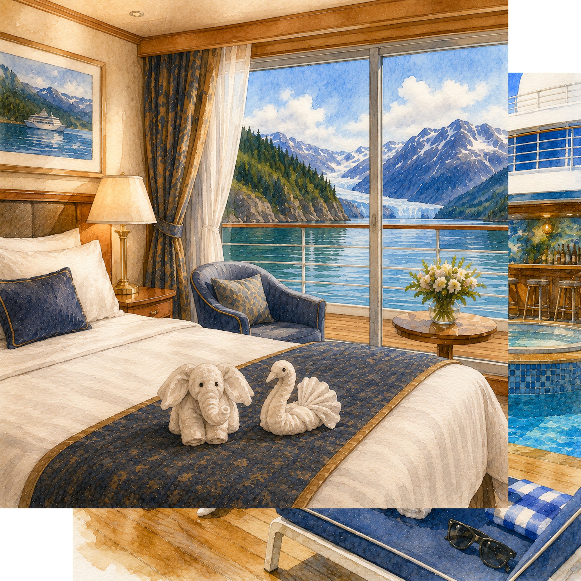 Cruise Ship Towel Animals 12 x 12 Double-Sided Scrapbook Paper by SSC Designs