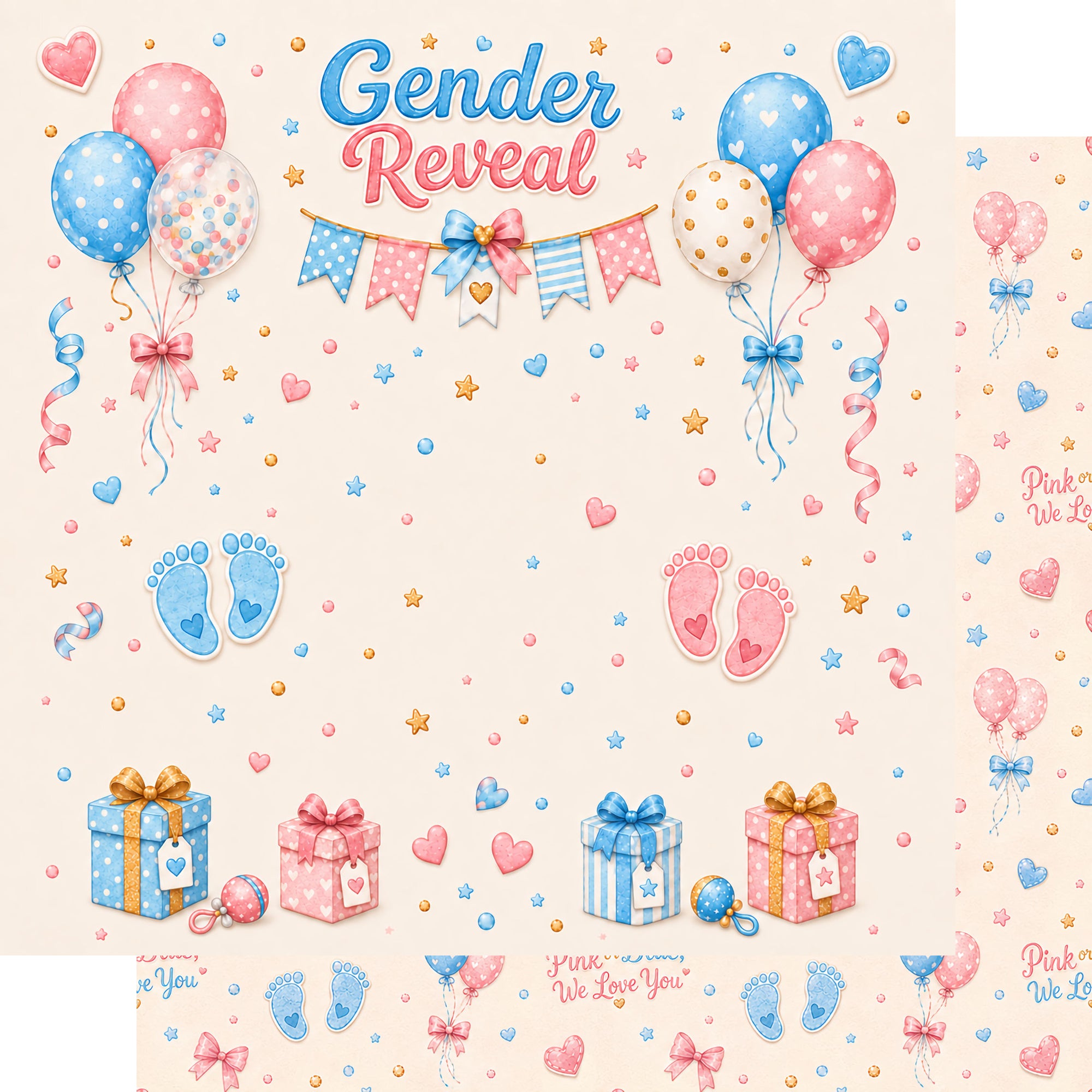Gender Reveal Collection Gender Reveal 12 x 12 Double-Sided Scrapbook Paper by SSC Designs