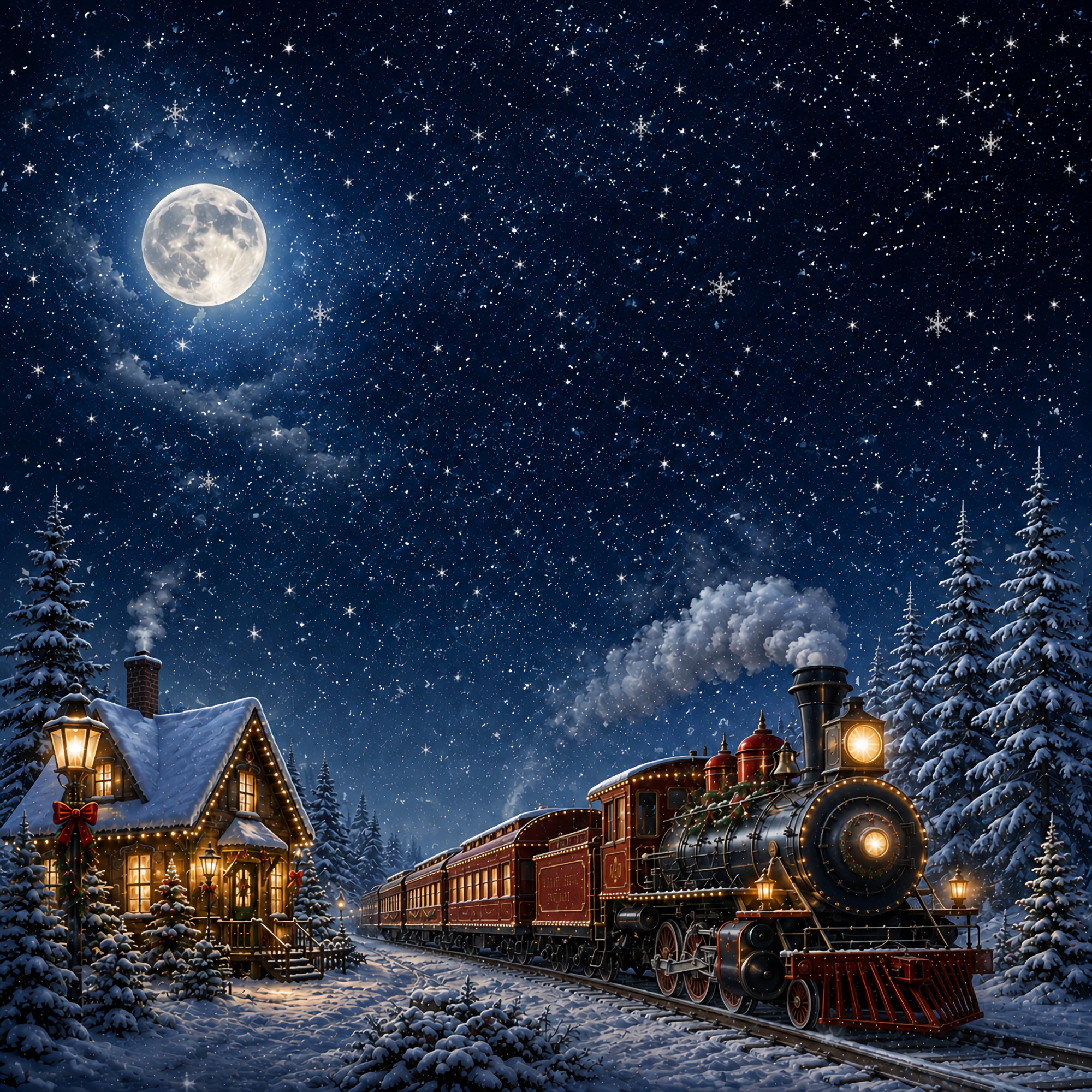 Christmas Train Collection Around The Tree 12 x 12 Double-Sided Scrapbook Paper by SSC Designs