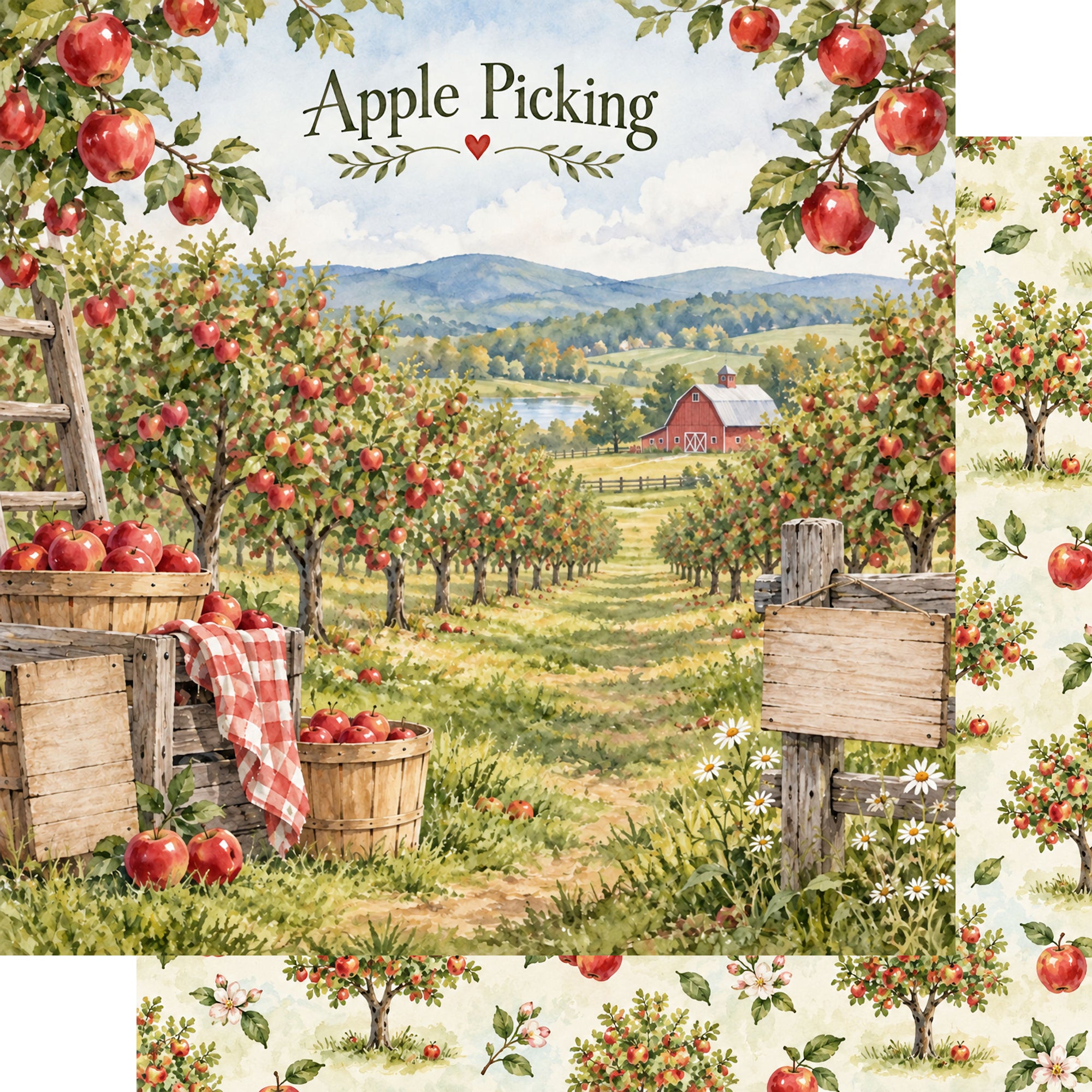 Just Fun Collection Apple Picking 12 x 12 Double-Sided Scrapbook Paper by SSC Designs