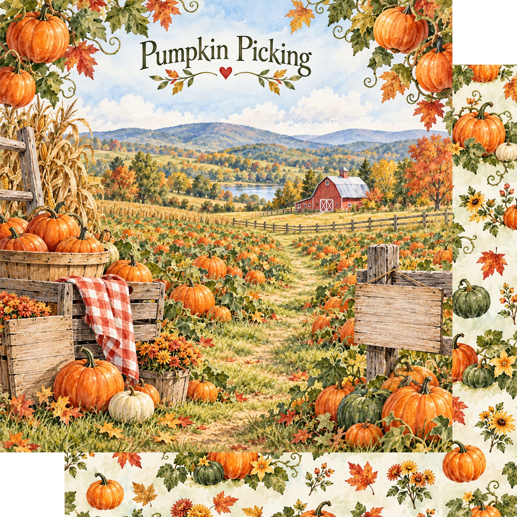 Just Fun Collection Pumpkin Picking 12 x 12 Double-Sided Scrapbook Paper by SSC Designs