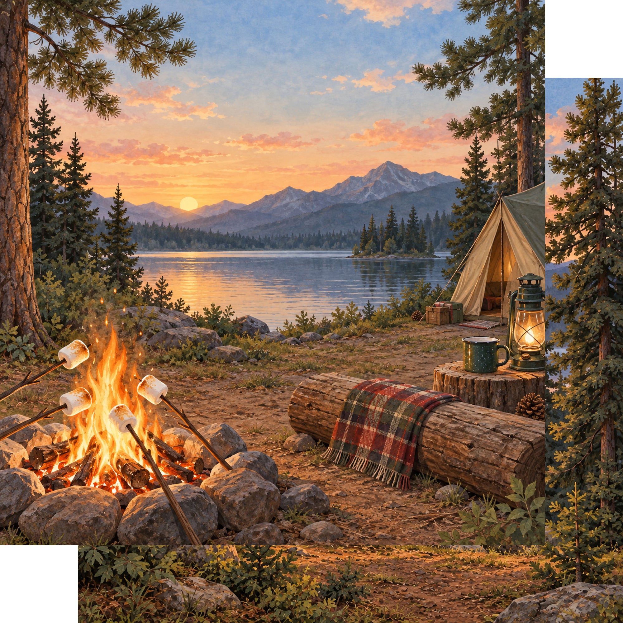 Just Fun Collection Campfire & S'mores 12 x 12 Double-Sided Scrapbook Paper by SSC Designs
