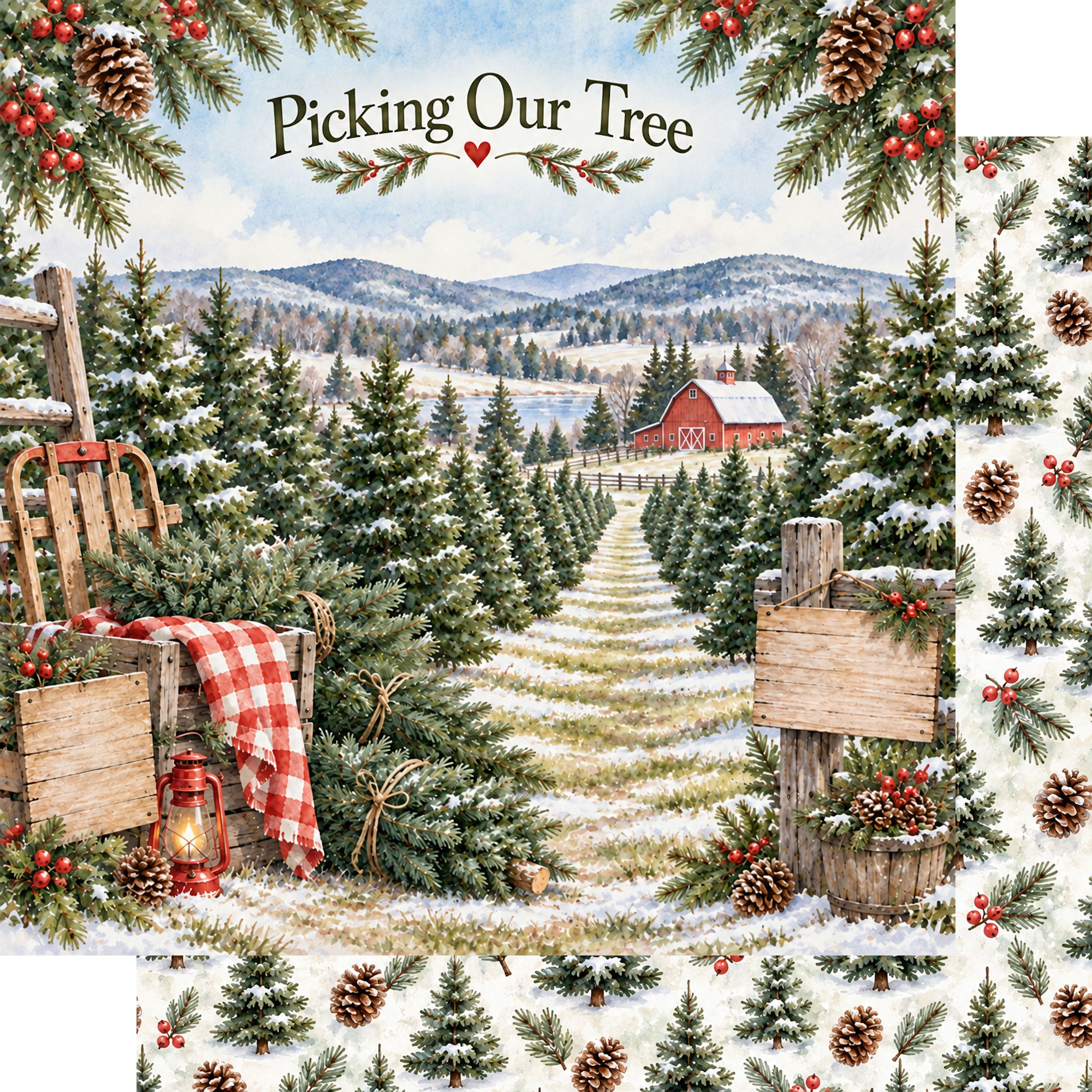 Just Fun Collection Picking A Christmas Tree 12 x 12 Double-Sided Scrapbook Paper by SSC Designs