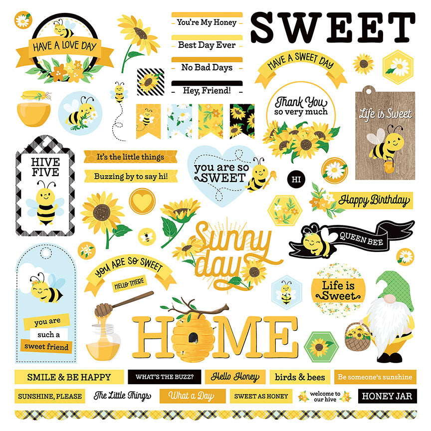 Sweet as Honey 2 Collection 12 x 12 Scrapbook Sticker Sheet by Photo Play Paper