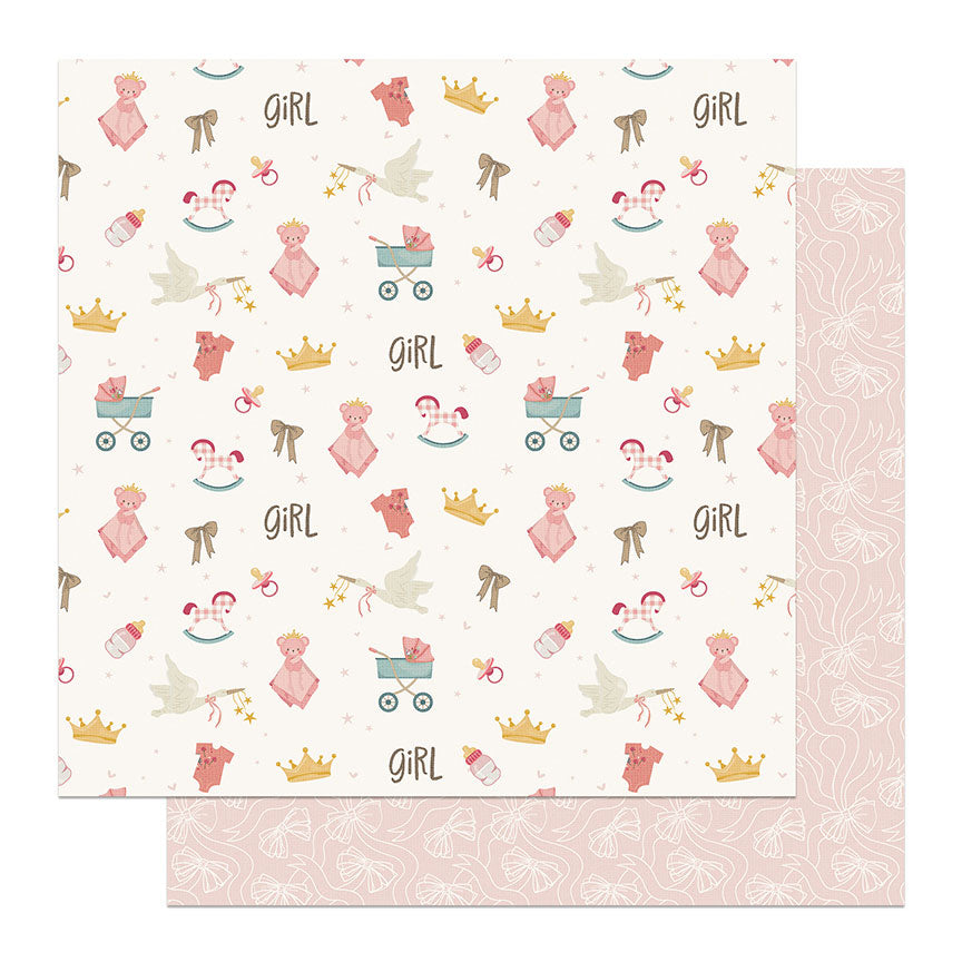 Sweet Little Princess Collection Bows and Things 12 x 12 Double-Sided Scrapbook Paper by Photo Play Paper