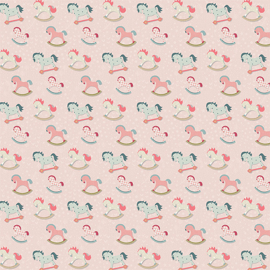 Sweet Little Princess Collection Rocking Horses 12 x 12 Double-Sided Scrapbook Paper by Photo Play Paper