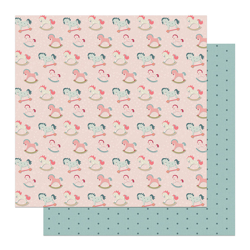 Sweet Little Princess Collection Rocking Horses 12 x 12 Double-Sided Scrapbook Paper by Photo Play Paper