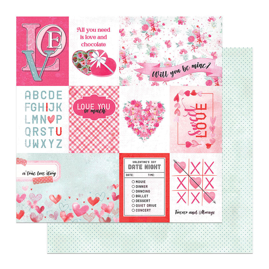 Smitten Collection Sweet Love 12 x 12 Double-Sided Scrapbook Paper by Photo Play