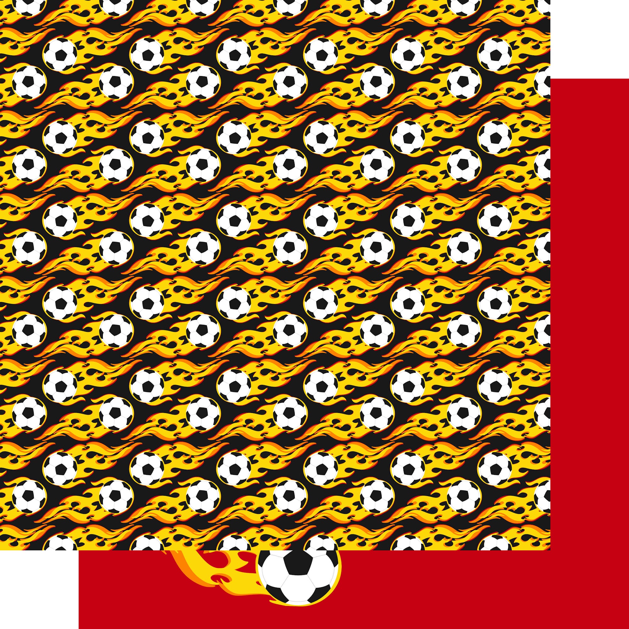 Soccer Season Collection Flaming Goals 12 x 12 Double-Sided Scrapbook Paper by SSC Designs