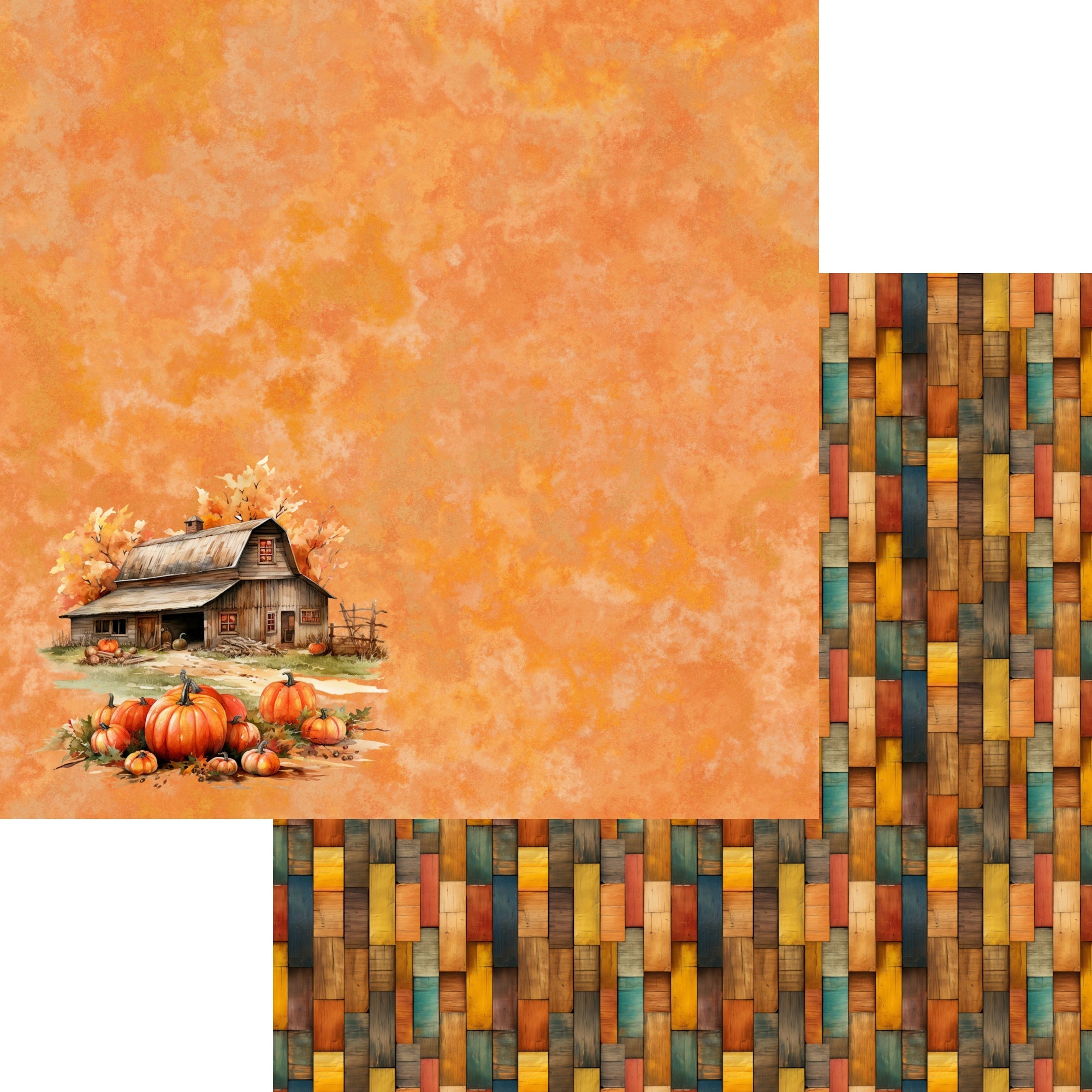 Fall Blessings Collection Old Farmhosue 12 x 12 Double-Sided Scrapbook Paper by SSC Designs - 15 Pack