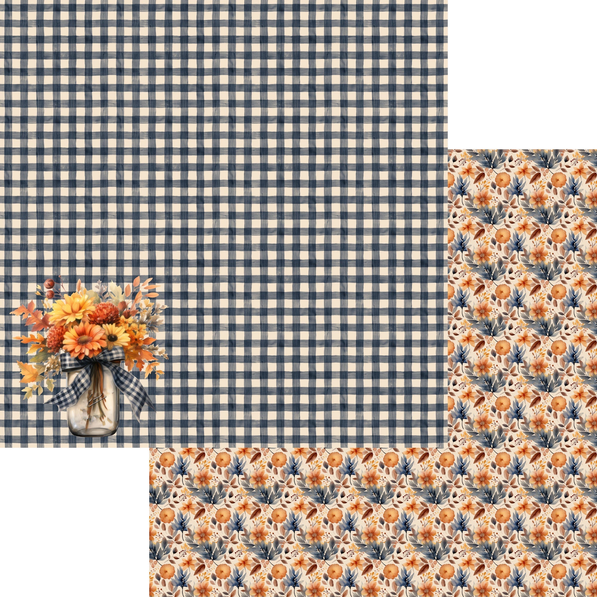 Fall Blessings Collection Beautiful Bouquet 12 x 12 Double-Sided Scrapbook Paper by SSC Designs - 15 Pack