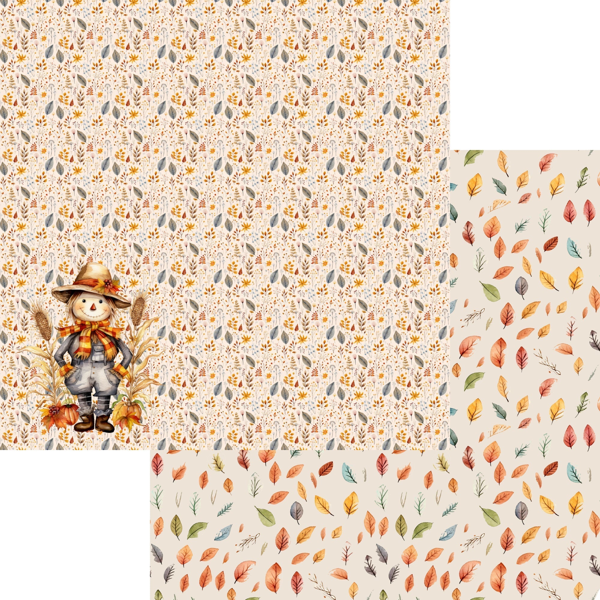 Fall Blessings Collection Scarecrow Love 12 x 12 Double-Sided Scrapbook Paper by SSC Designs - 15 Pack