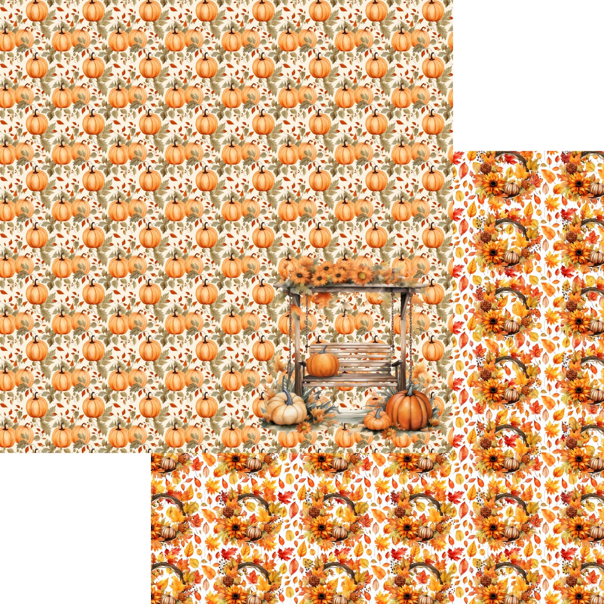 Fall Blessings Collection Pumpkins For Sale 12 x 12 Double-Sided Scrapbook Paper by SSC Designs - 15 Pack