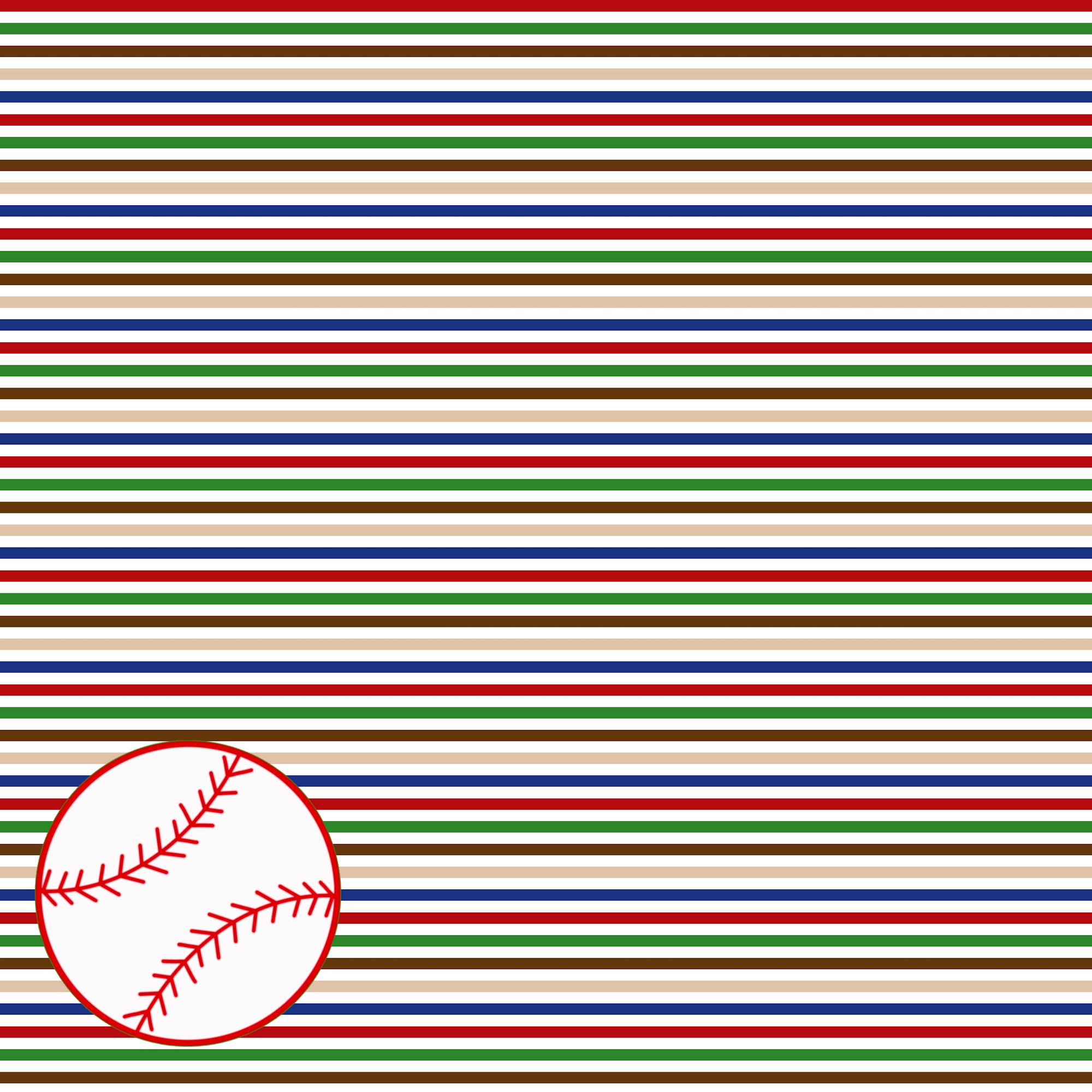 Sports Beat Collection Batter Up 12 x 12 Double-Sided Scrapbook Paper by SSC Designs