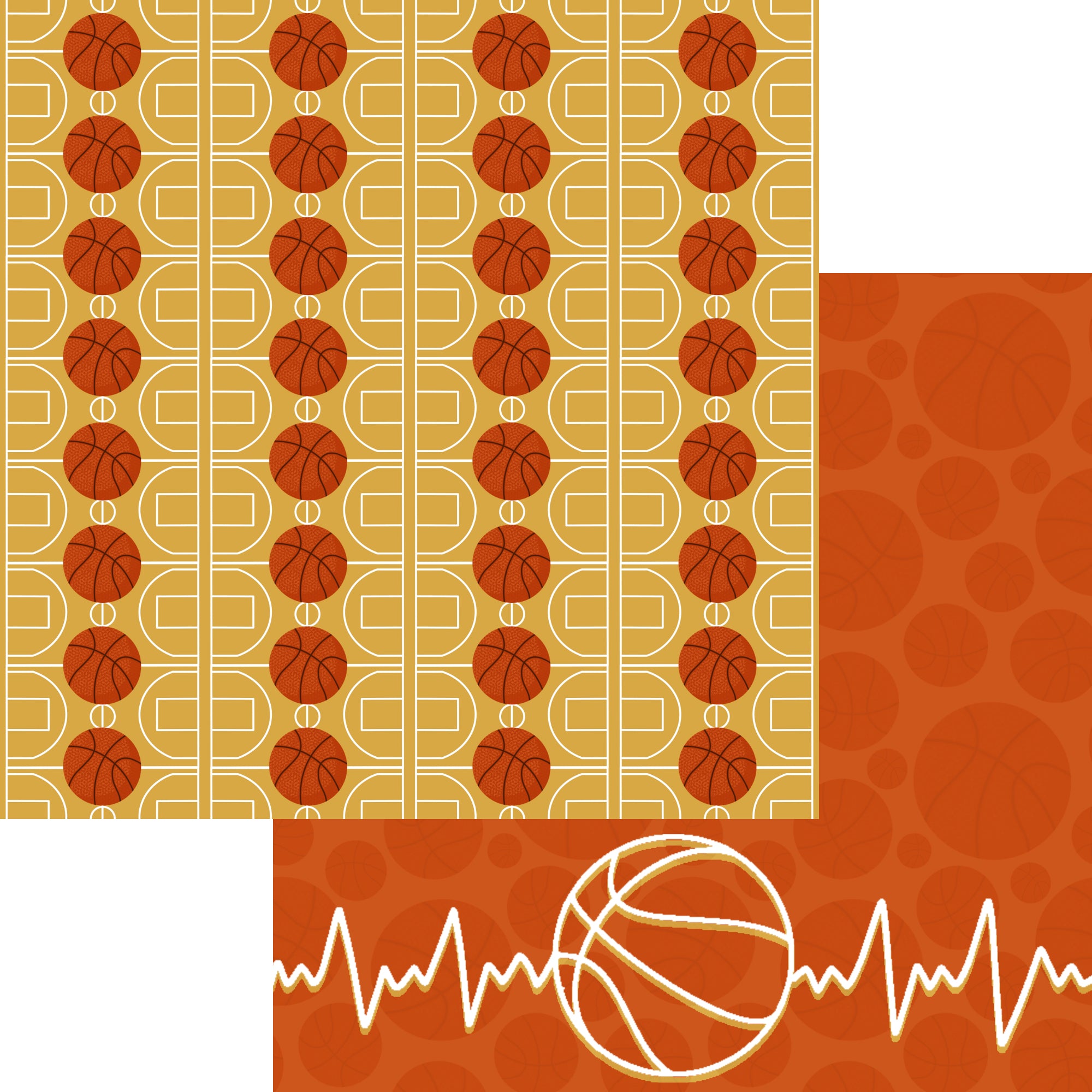 Sports Beat Collection Basketball Heartbeat 12 x 12 Double-Sided Scrapbook Paper by SSC Designs