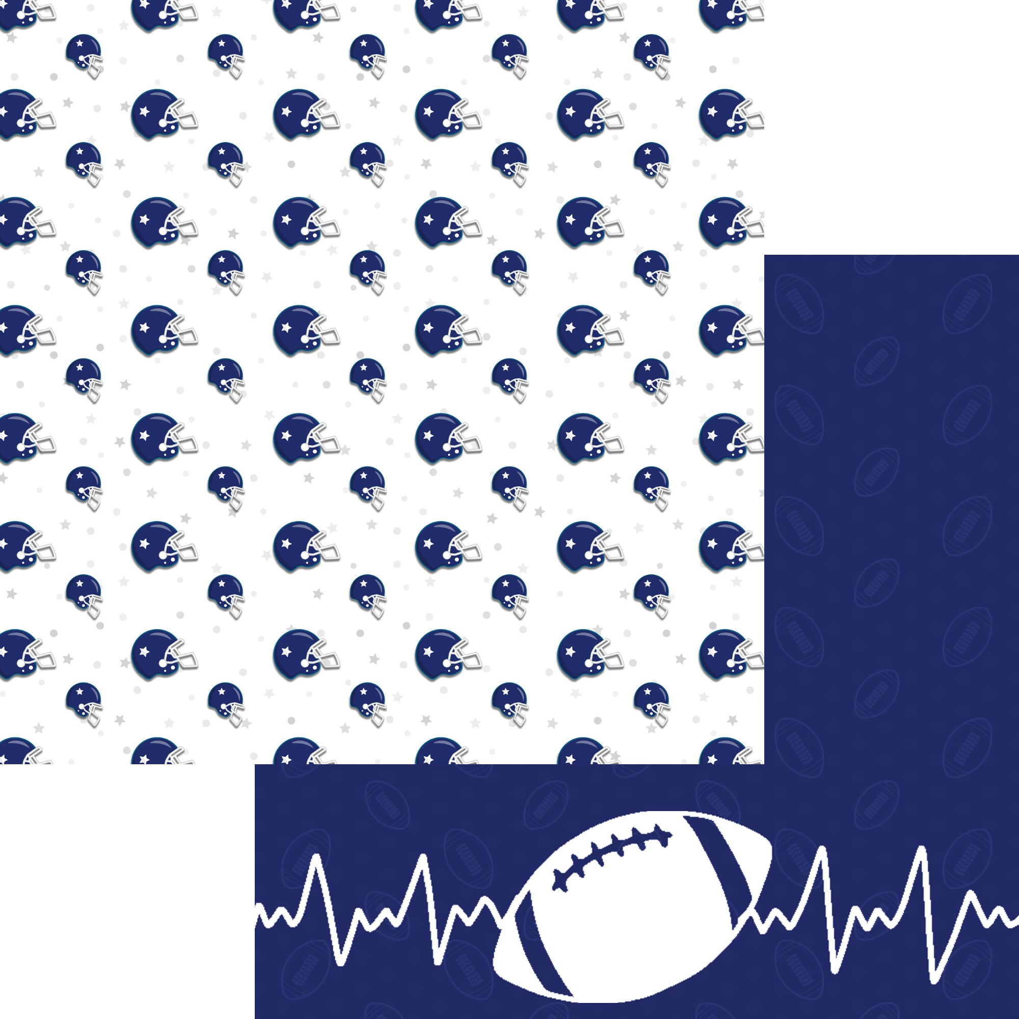 Sports Beat Collection Football Heartbeat 12 x 12 Double-Sided Scrapbook Paper by SSC Designs