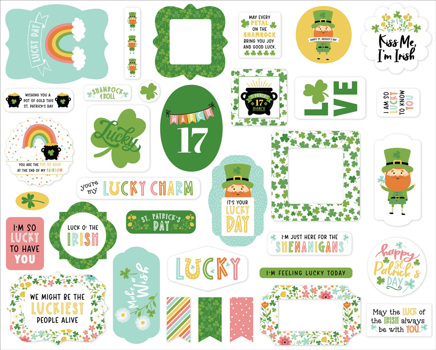 Happy St. Patrick's Day Collection 4x8 Scrapbook Ephemera by Echo Park Paper