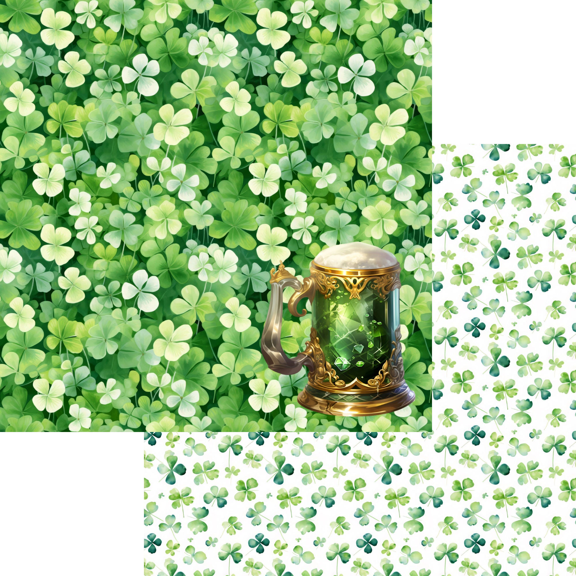 St. Patrick's Day Collection Cheers! 12 x 12 Double-Sided Scrapbook Paper by SSC Designs