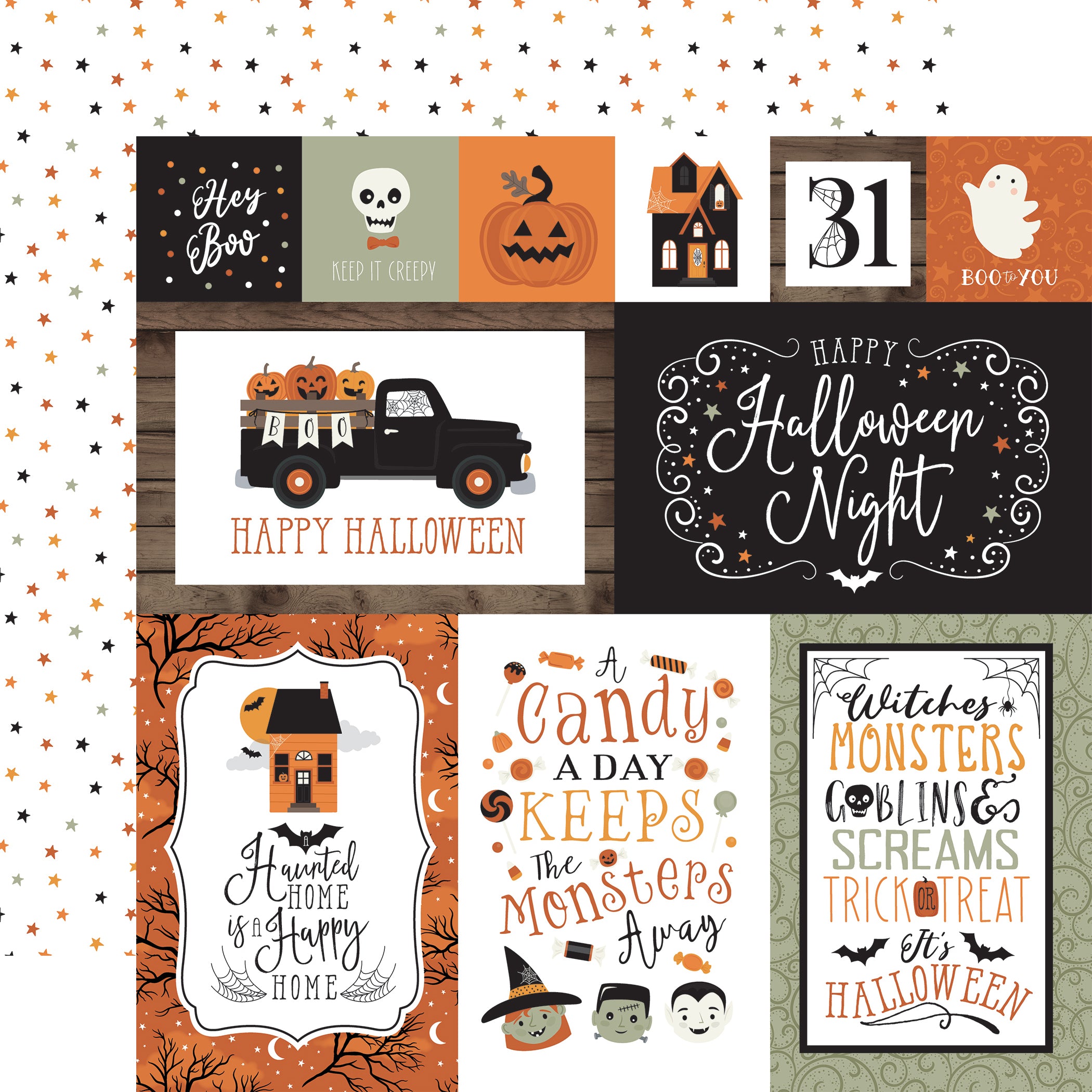 Spooky Collection Scrapbook Paper & Sticker Collection Kit by Echo Park Paper - 13 Pieces