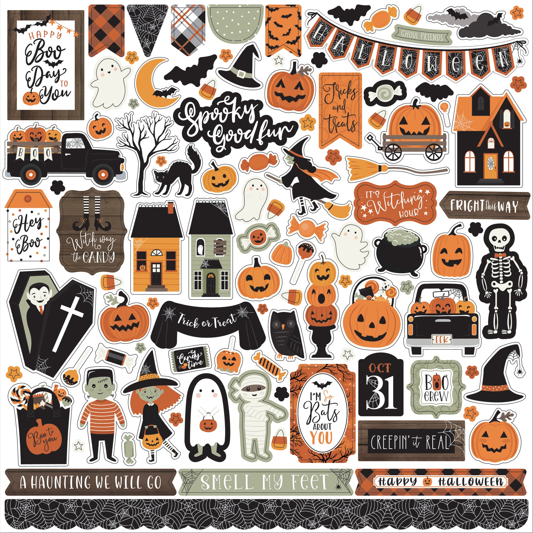 Spooky Collection Scrapbook Paper & Sticker Collection Kit by Echo Park Paper - 13 Pieces