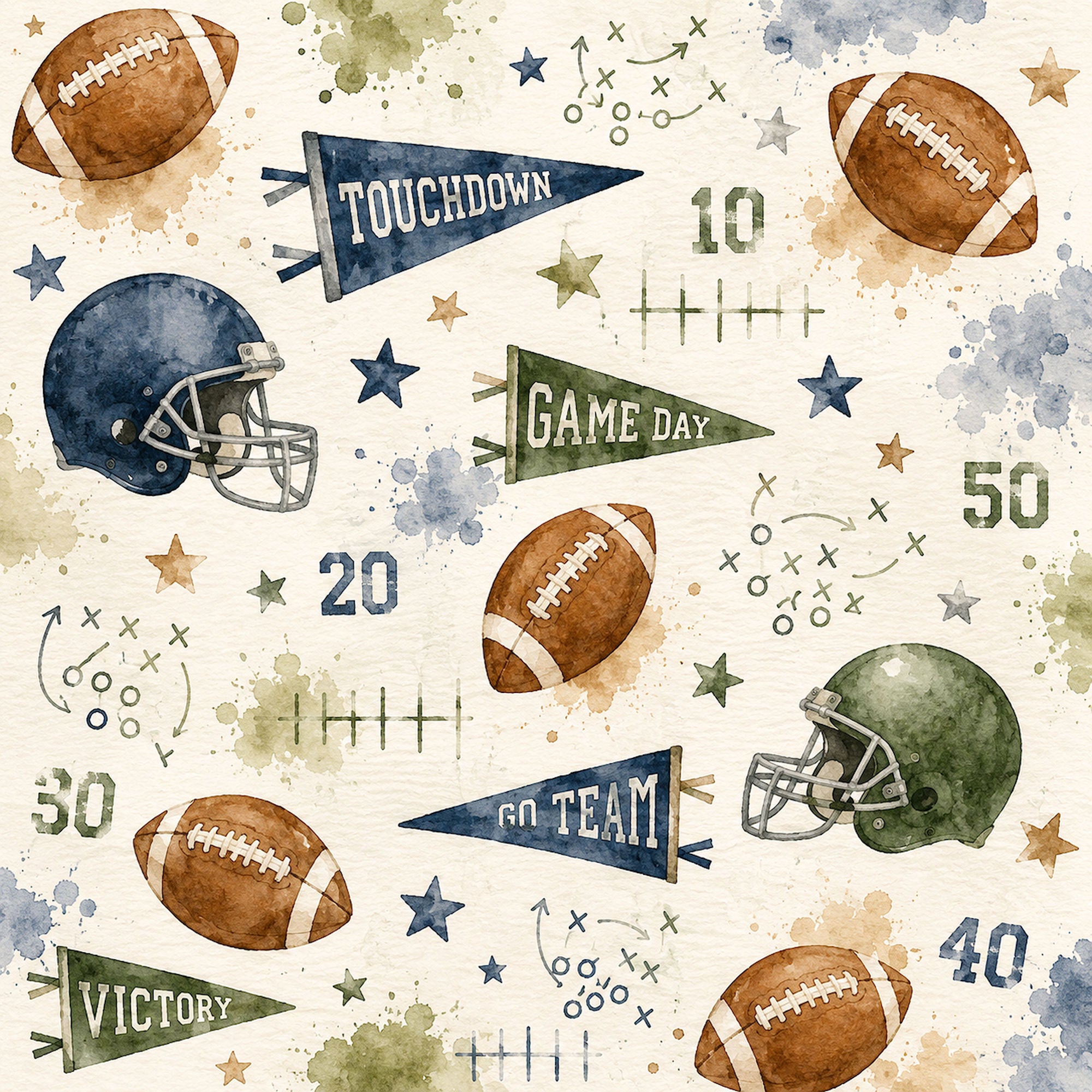 Sports Collection Football 12 x 12 Double-Sided Scrapbook Paper by SSC Designs