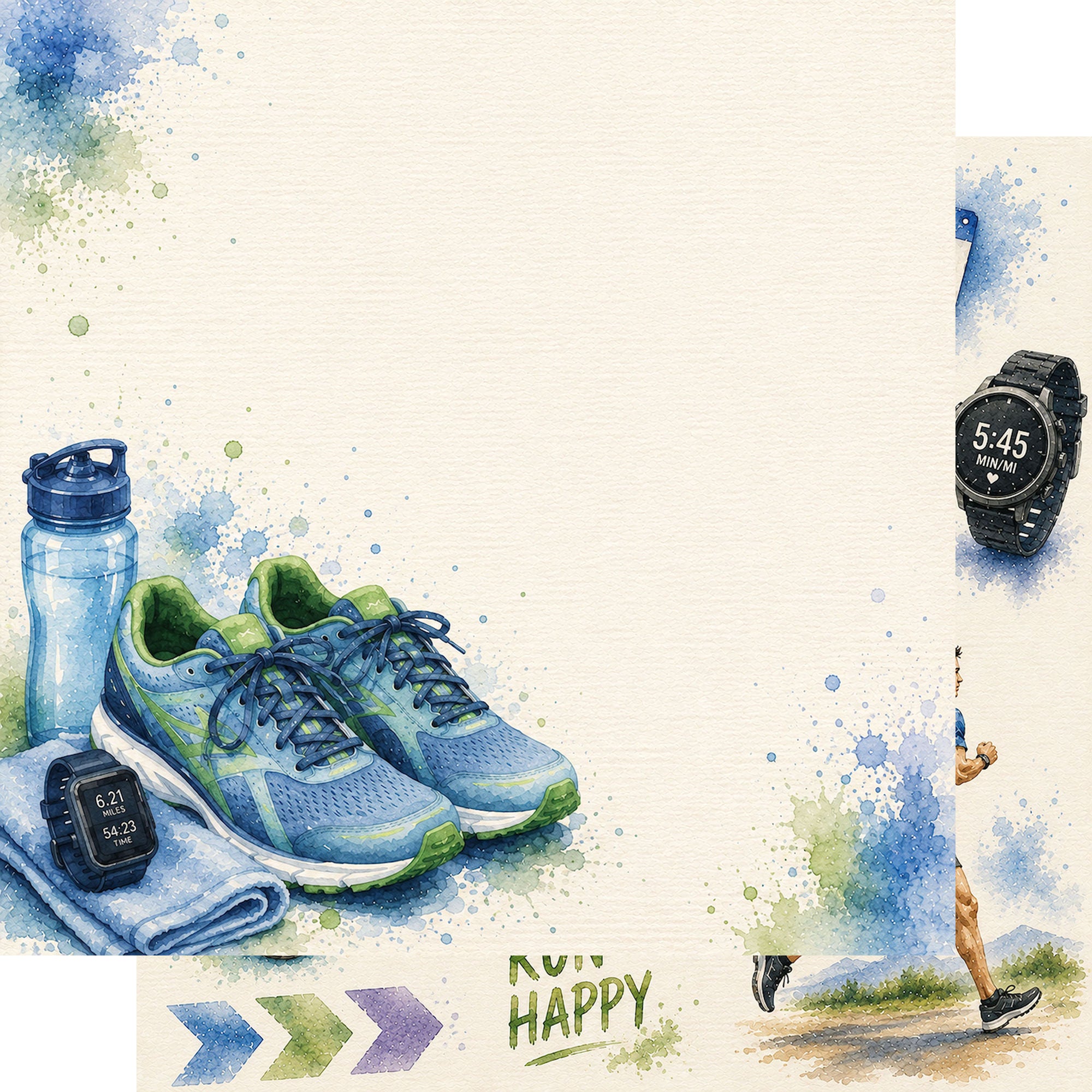 Sports Collection Running 12 x 12 Double-Sided Scrapbook Paper by SSC Designs
