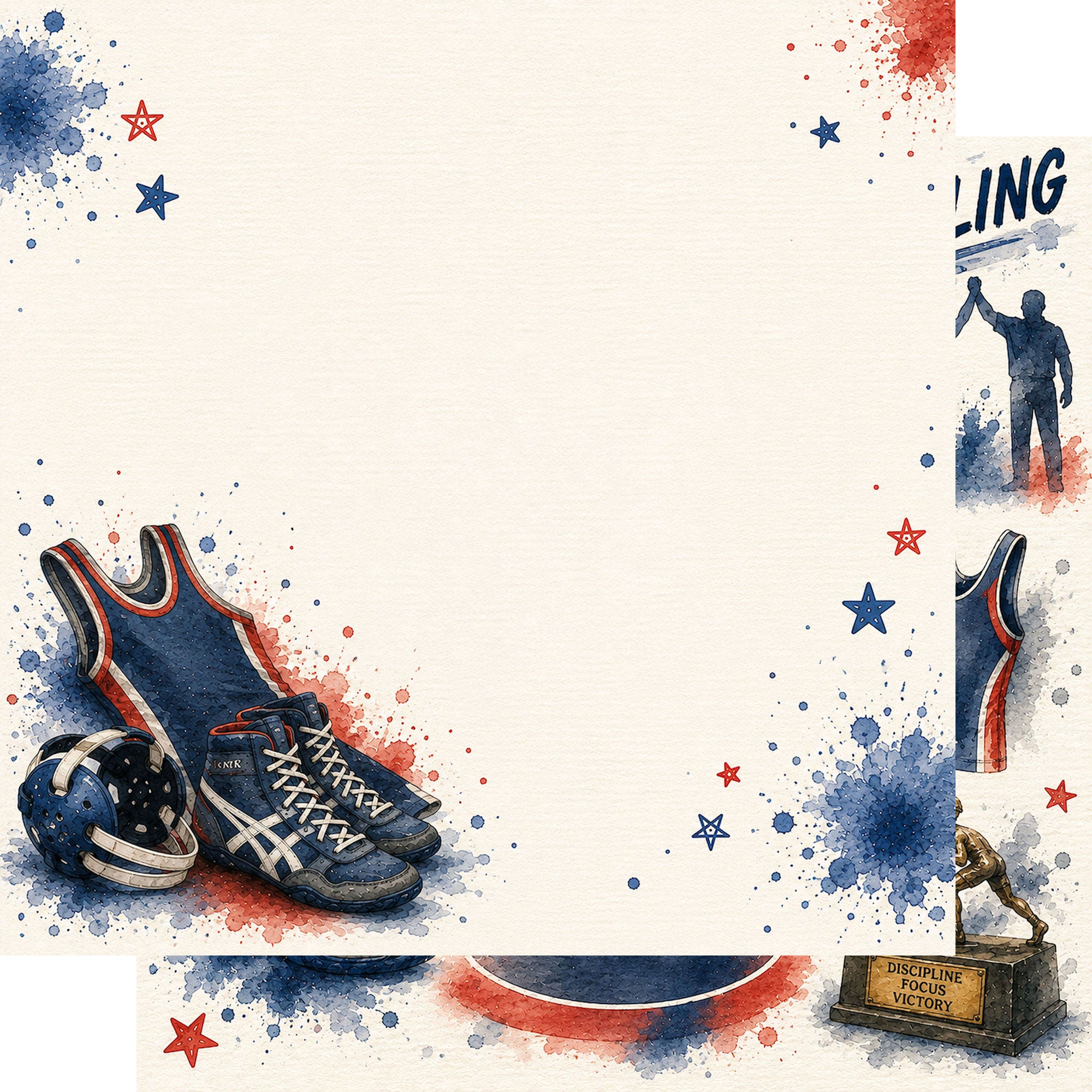 Sports Collection Wrestling 12 x 12 Double-Sided Scrapbook Paper by SSC Designs