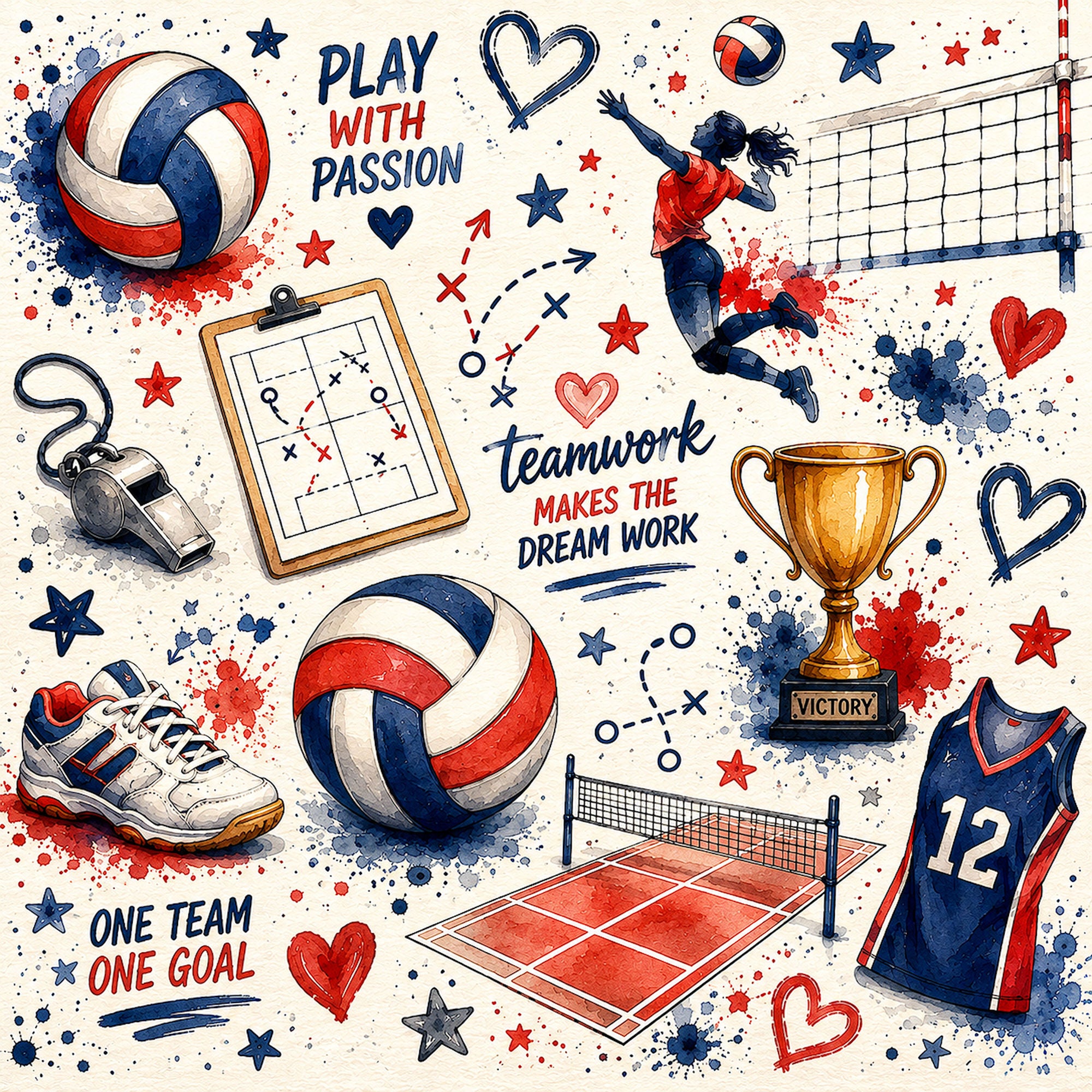 Sports Collection Volleyball 12 x 12 Double-Sided Scrapbook Paper by SSC Designs