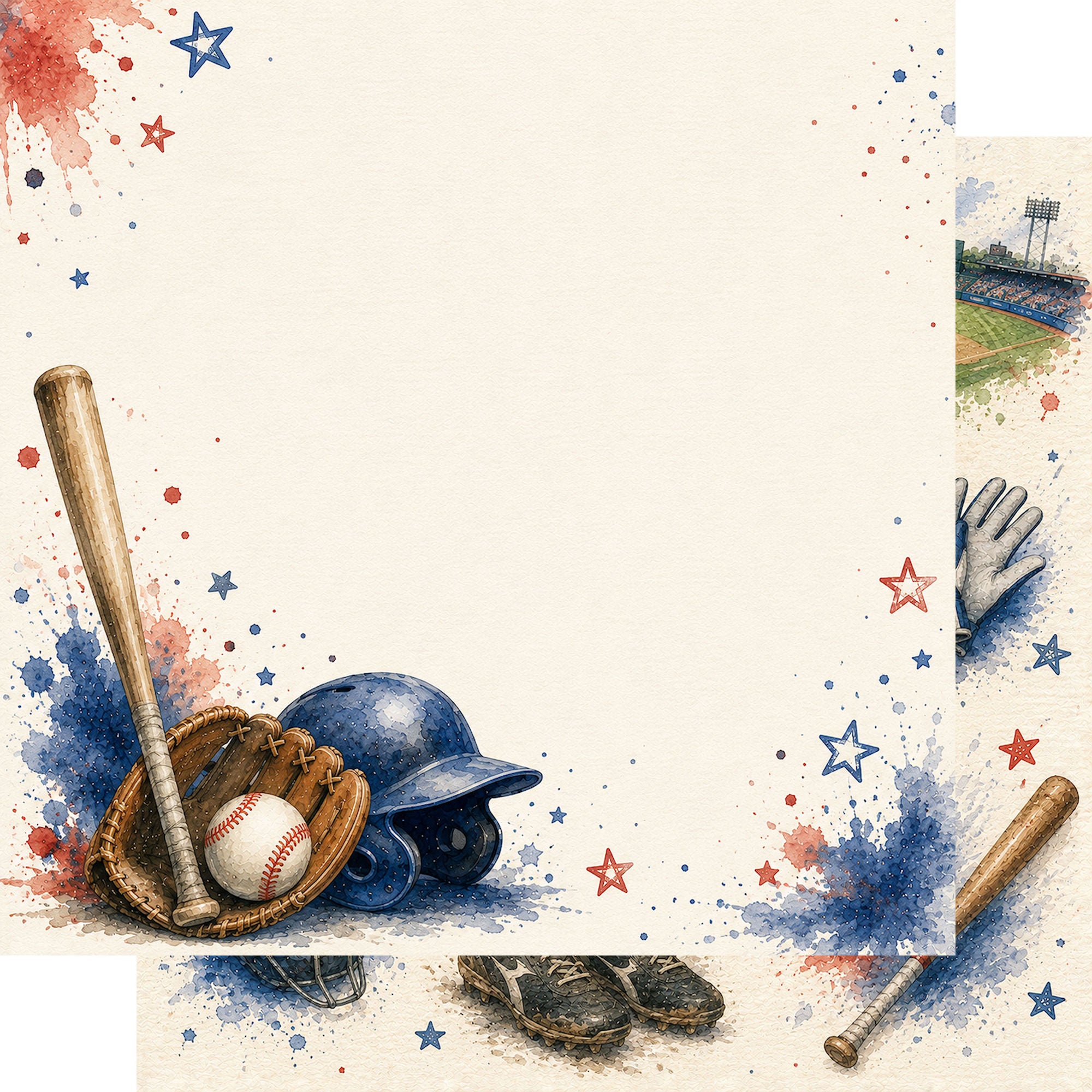 Sports Collection Baseball 12 x 12 Double-Sided Scrapbook Paper by SSC Designs