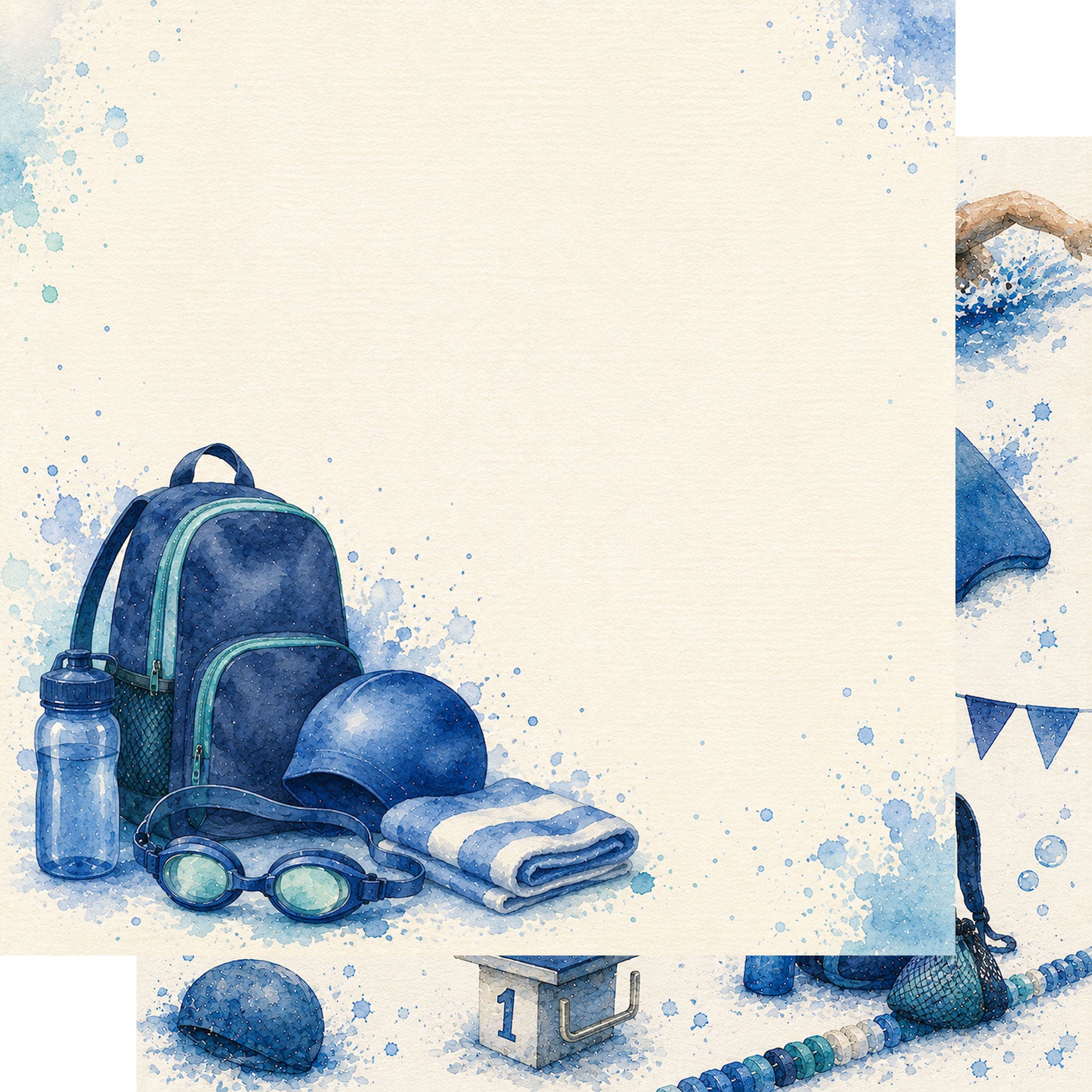 Sports Collection Swimming 12 x 12 Double-Sided Scrapbook Paper by SSC Designs