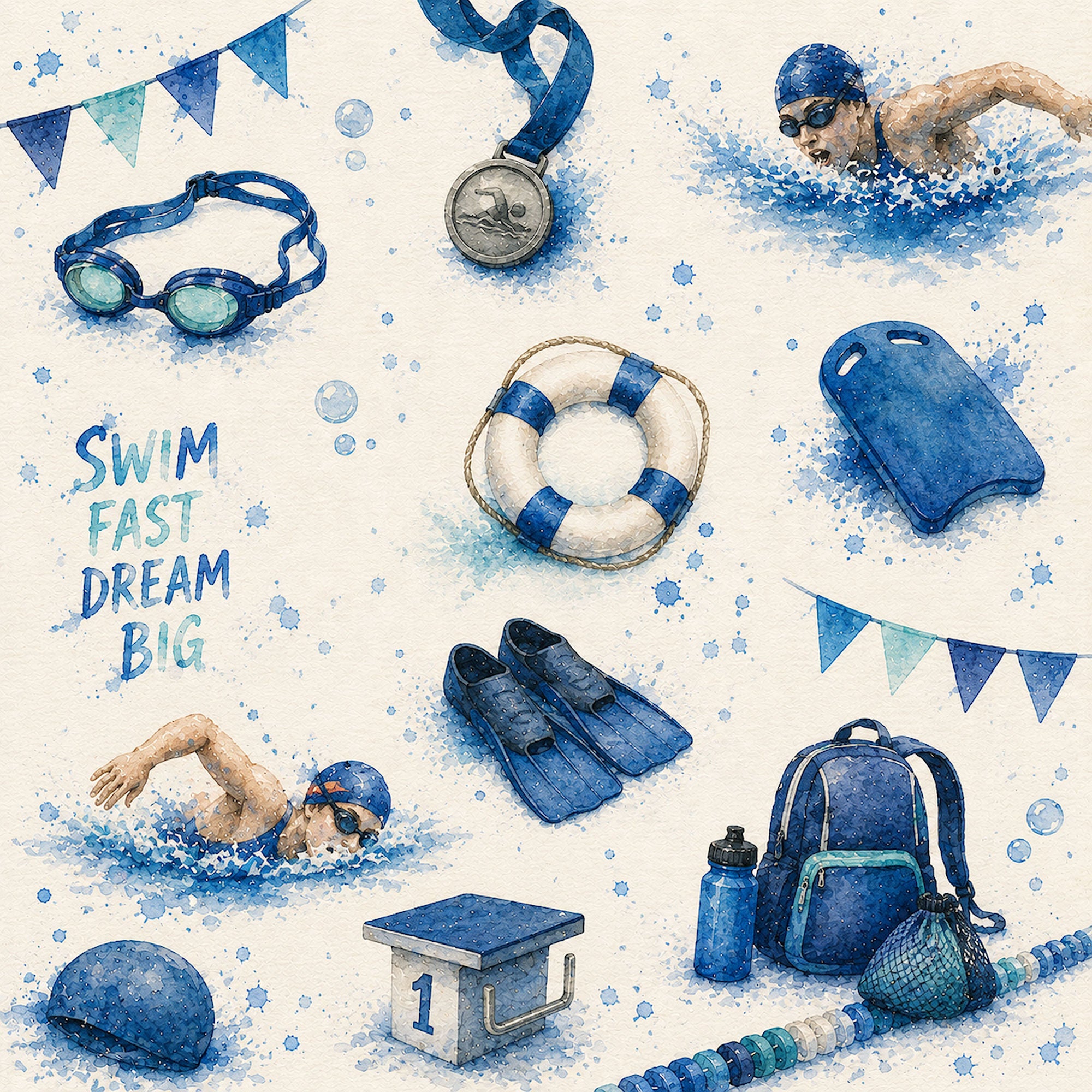 Sports Collection Swimming 12 x 12 Double-Sided Scrapbook Paper by SSC Designs